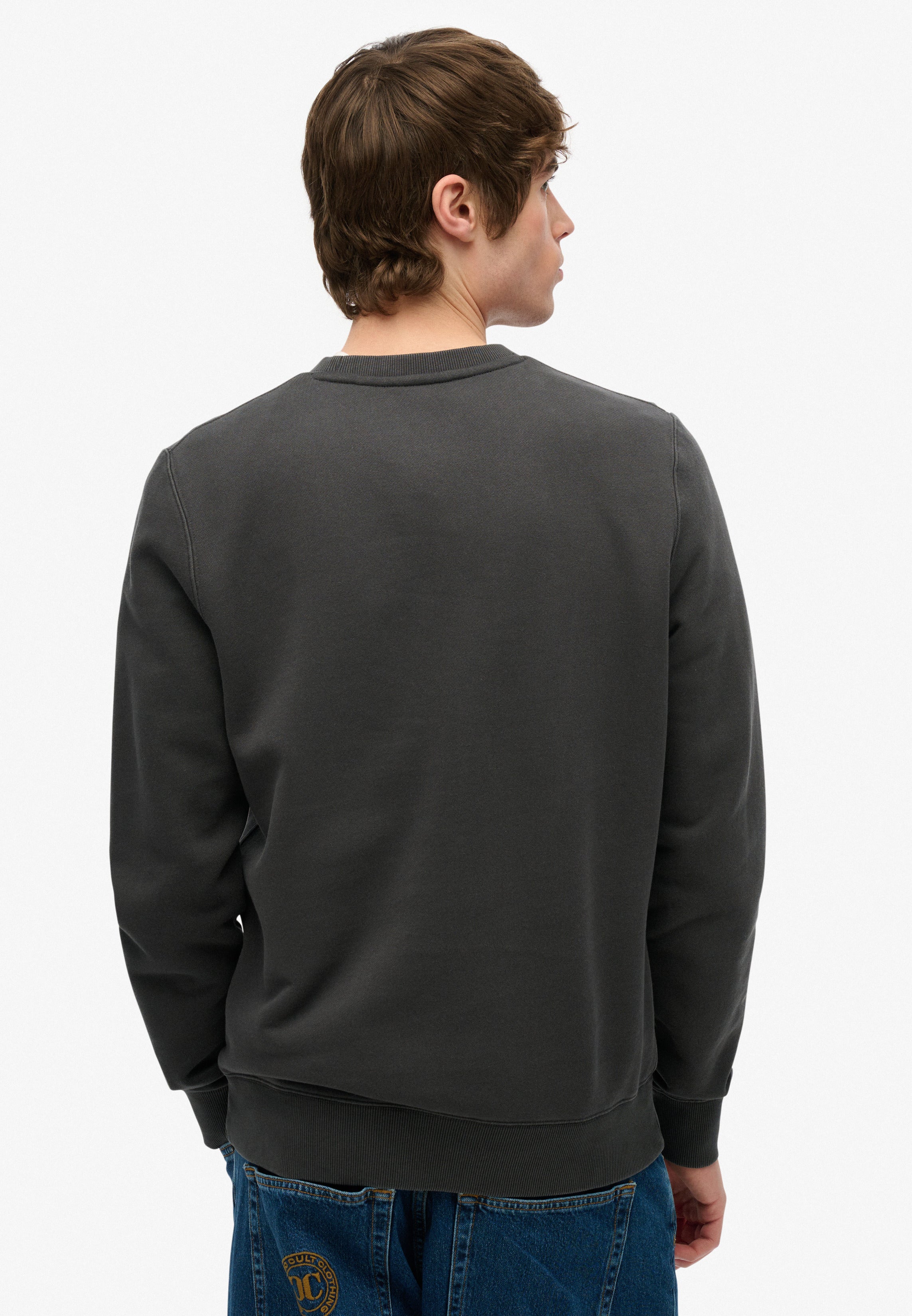 Micro Logo Crew in Washed Black