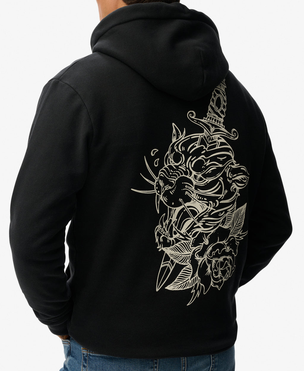 Tattoo Flash Loose Hood In Black
