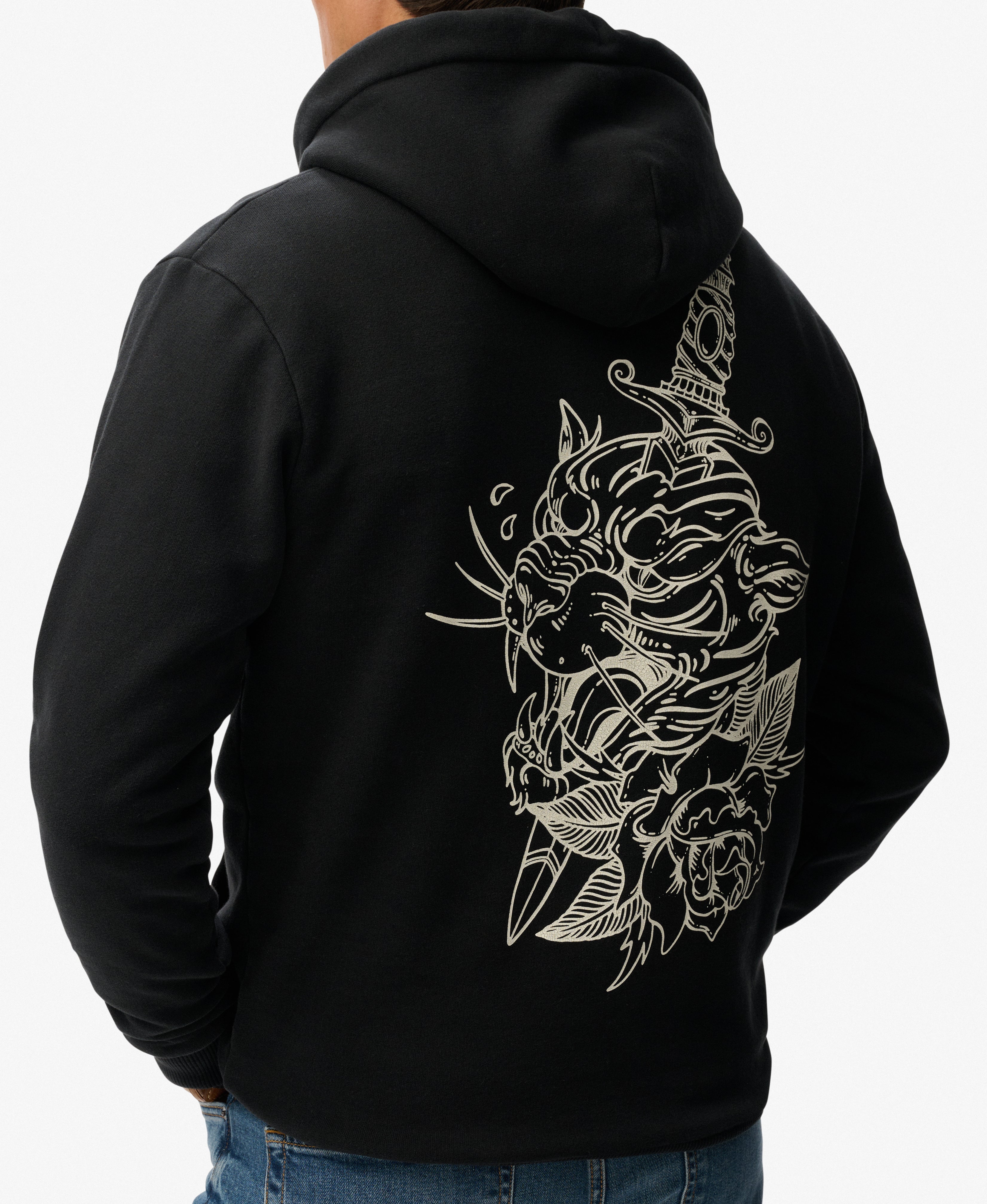 Tattoo Flash Loose Hood In Black