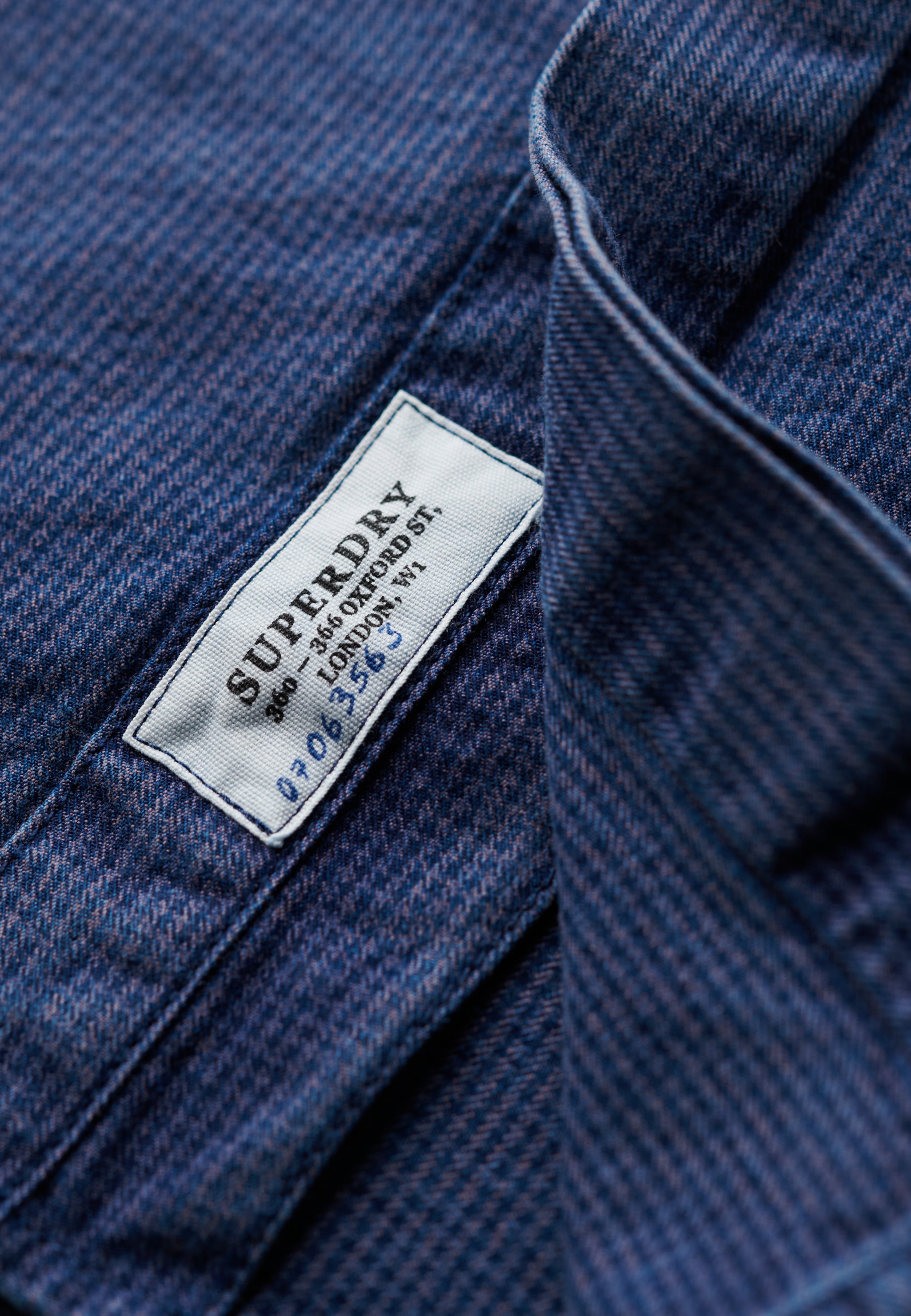 Merchant Indigo Grandad Shirt in Indigo Gingham