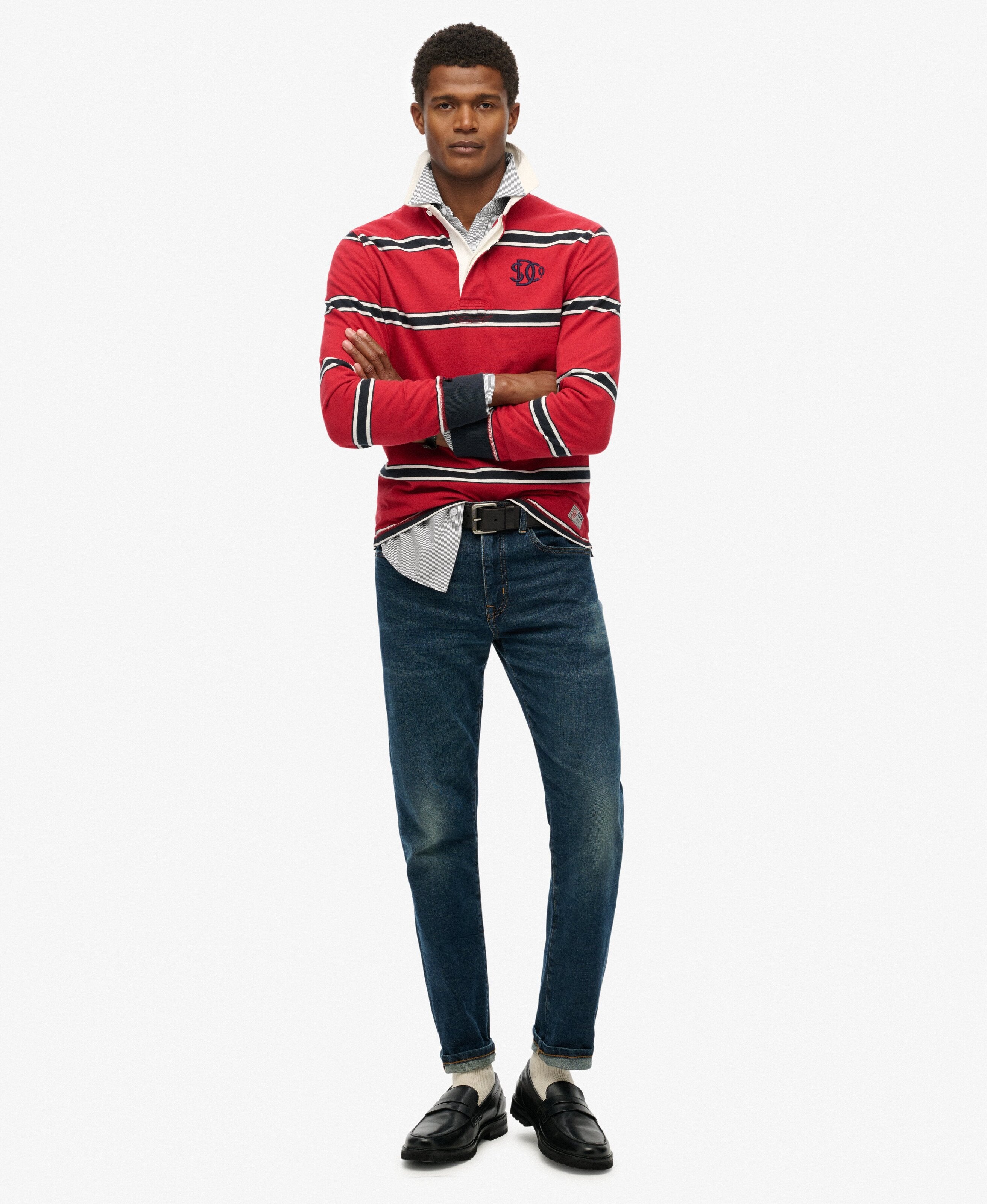 Vintage Athletic Stripe Rugby Top