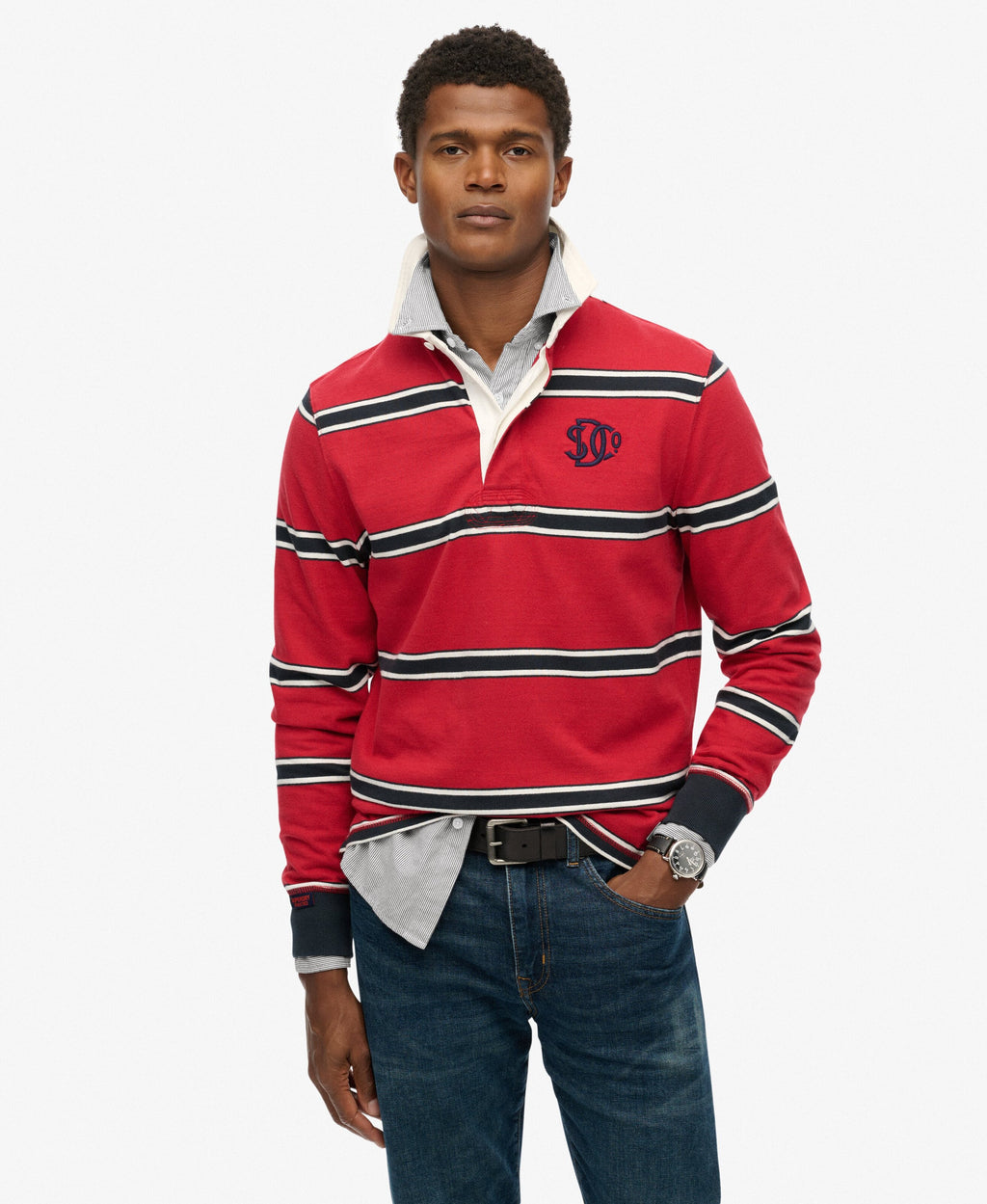 Vintage Athletic Stripe Rugby Top