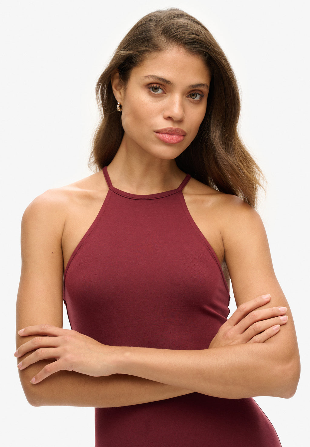 Strappy Back Racer Neck Mini Dress