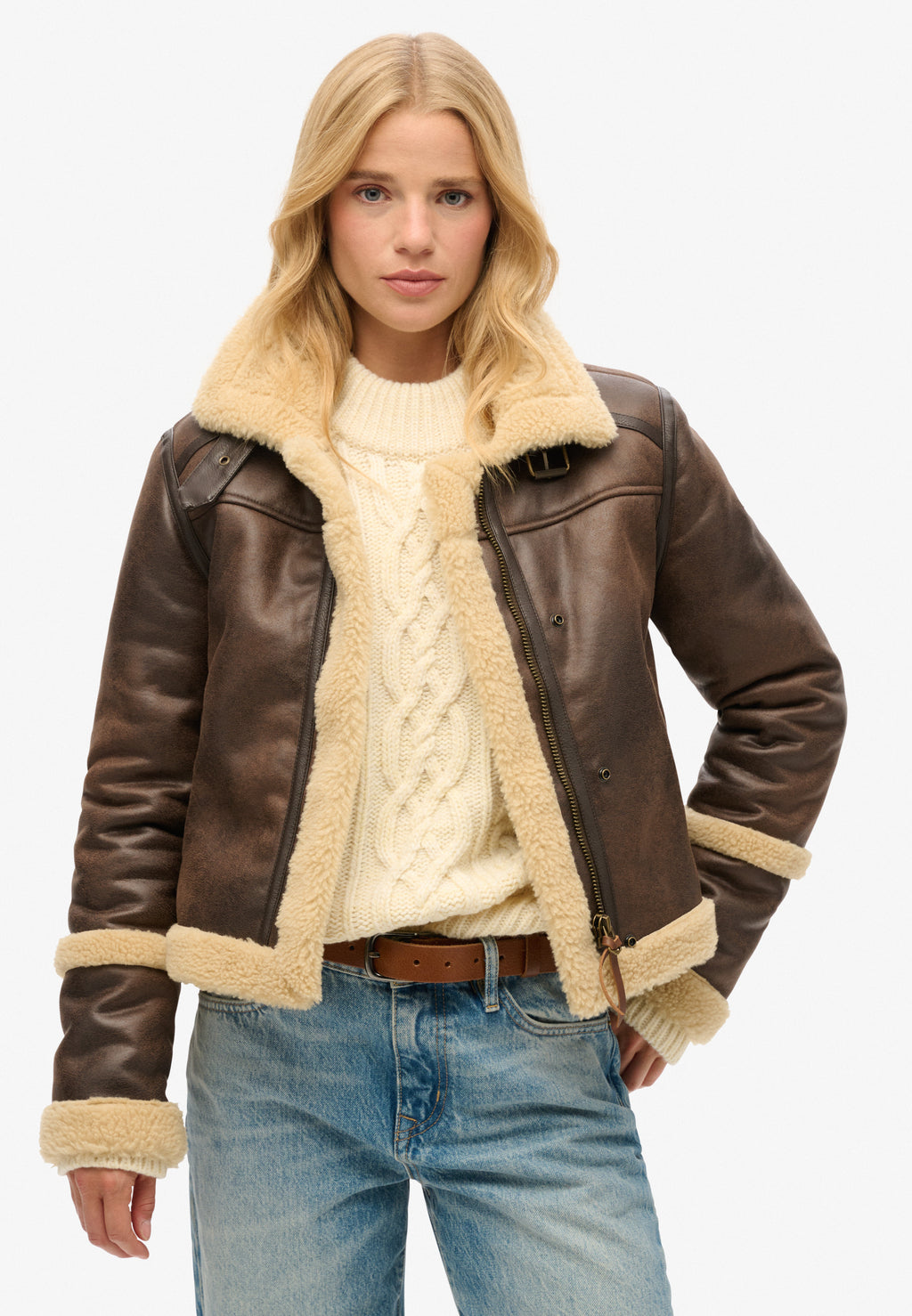Faux Shearling Aviator Jacket