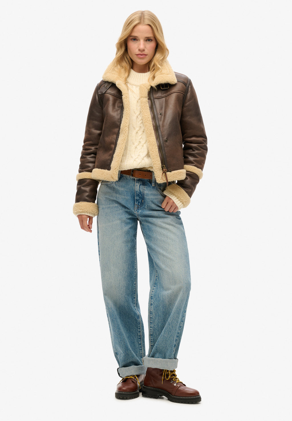 Faux Shearling Aviator Jacket