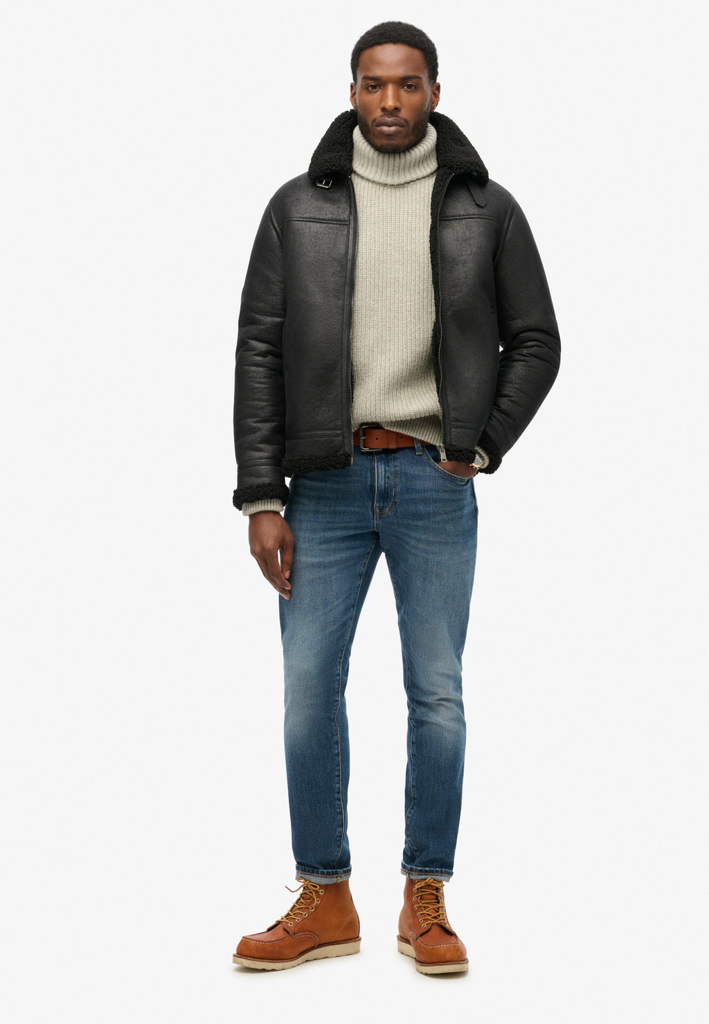 Faux Shearling Aviator Jacket