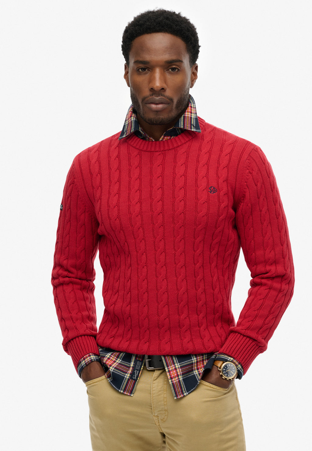 Cotton Cable Knit Crew Jumper