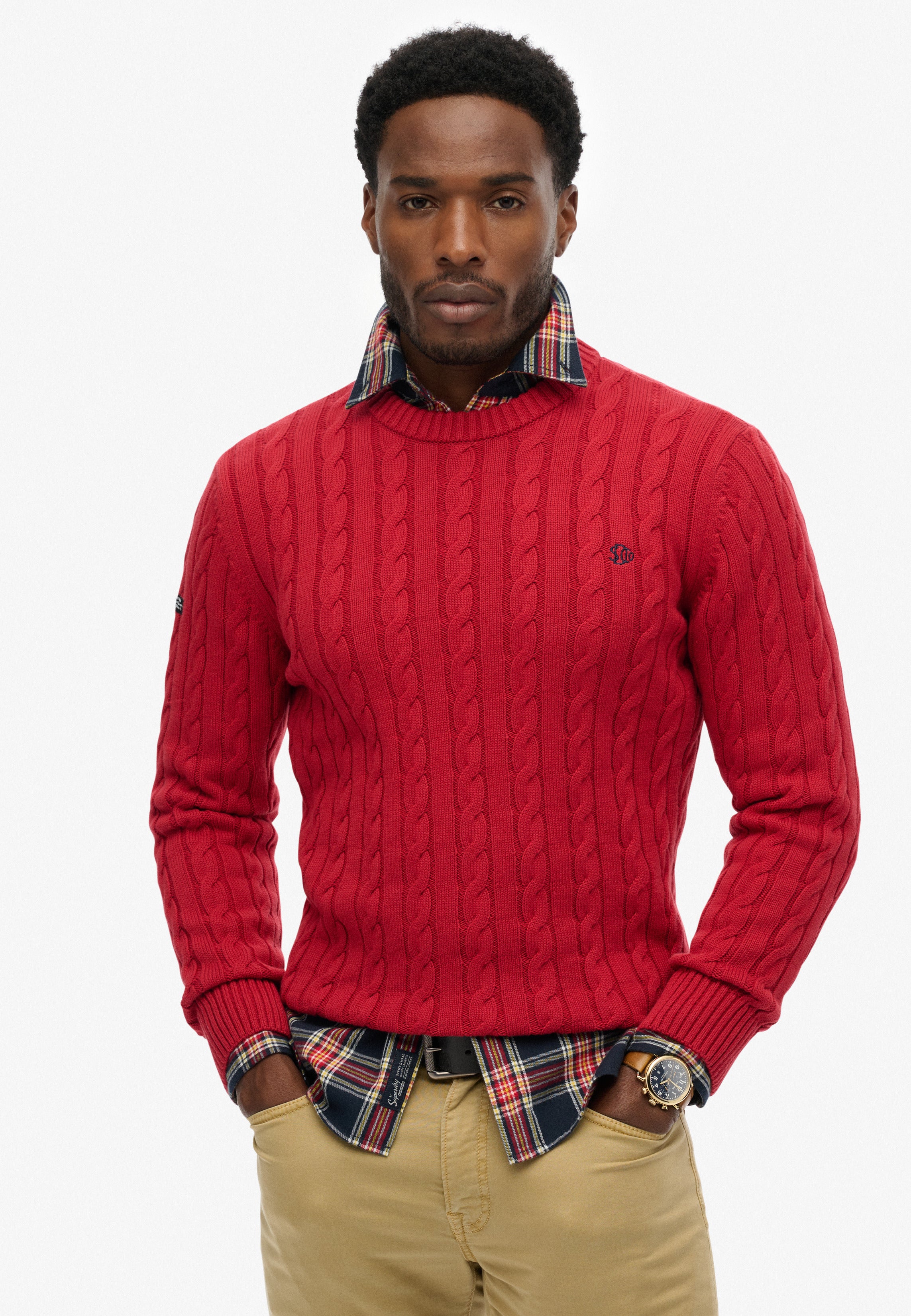 Cotton Cable Knit Crew Jumper