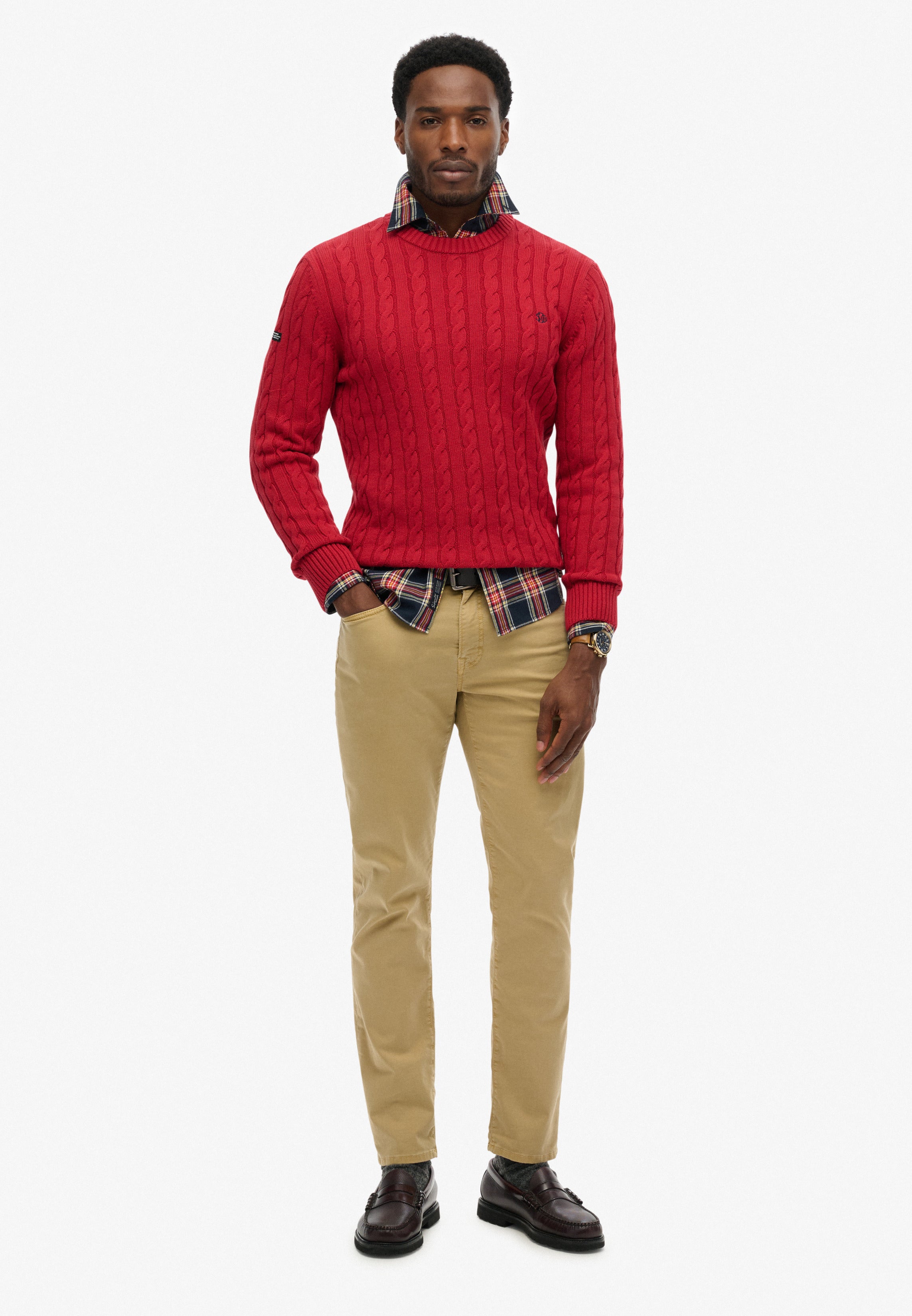 Cotton Cable Knit Crew Jumper