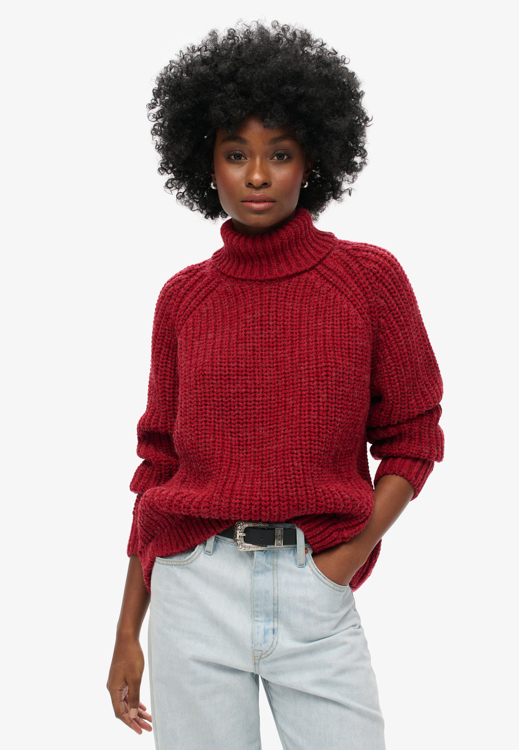 Slouchy Stitch Roll Neck Knit