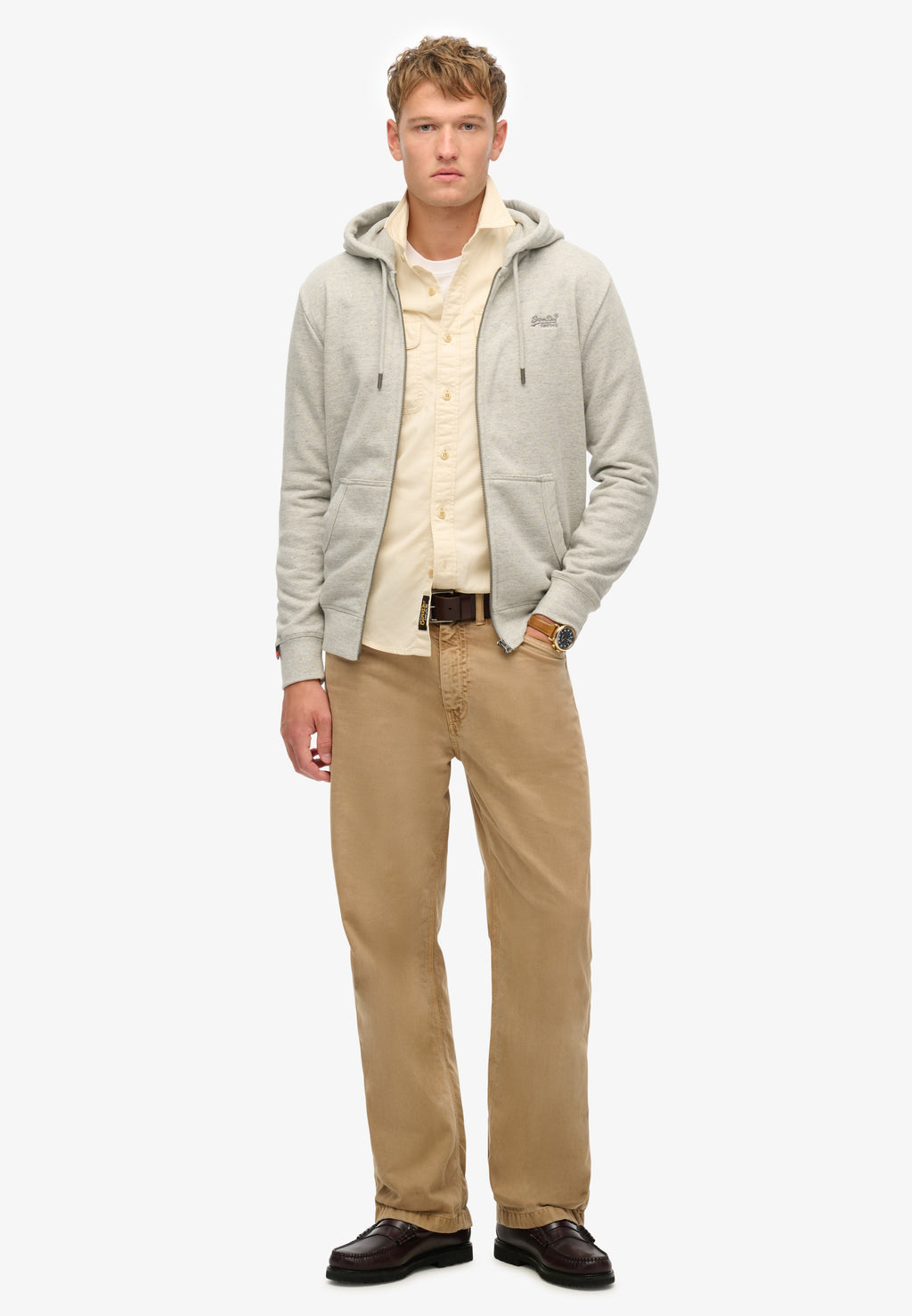 Essential Logo Half Brushed Zip Hoodie