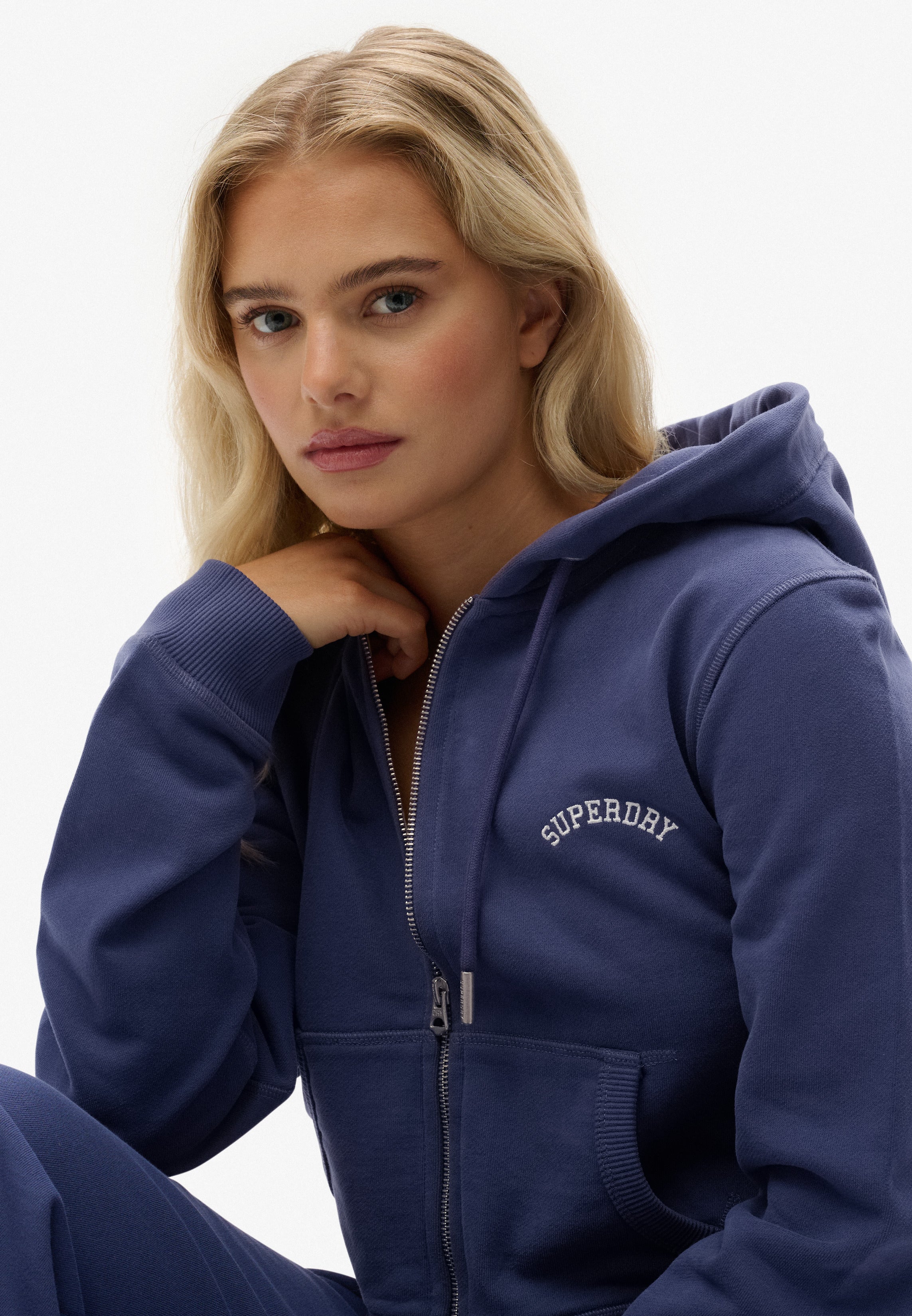 Essential Logo Cropped Zip Hoodie