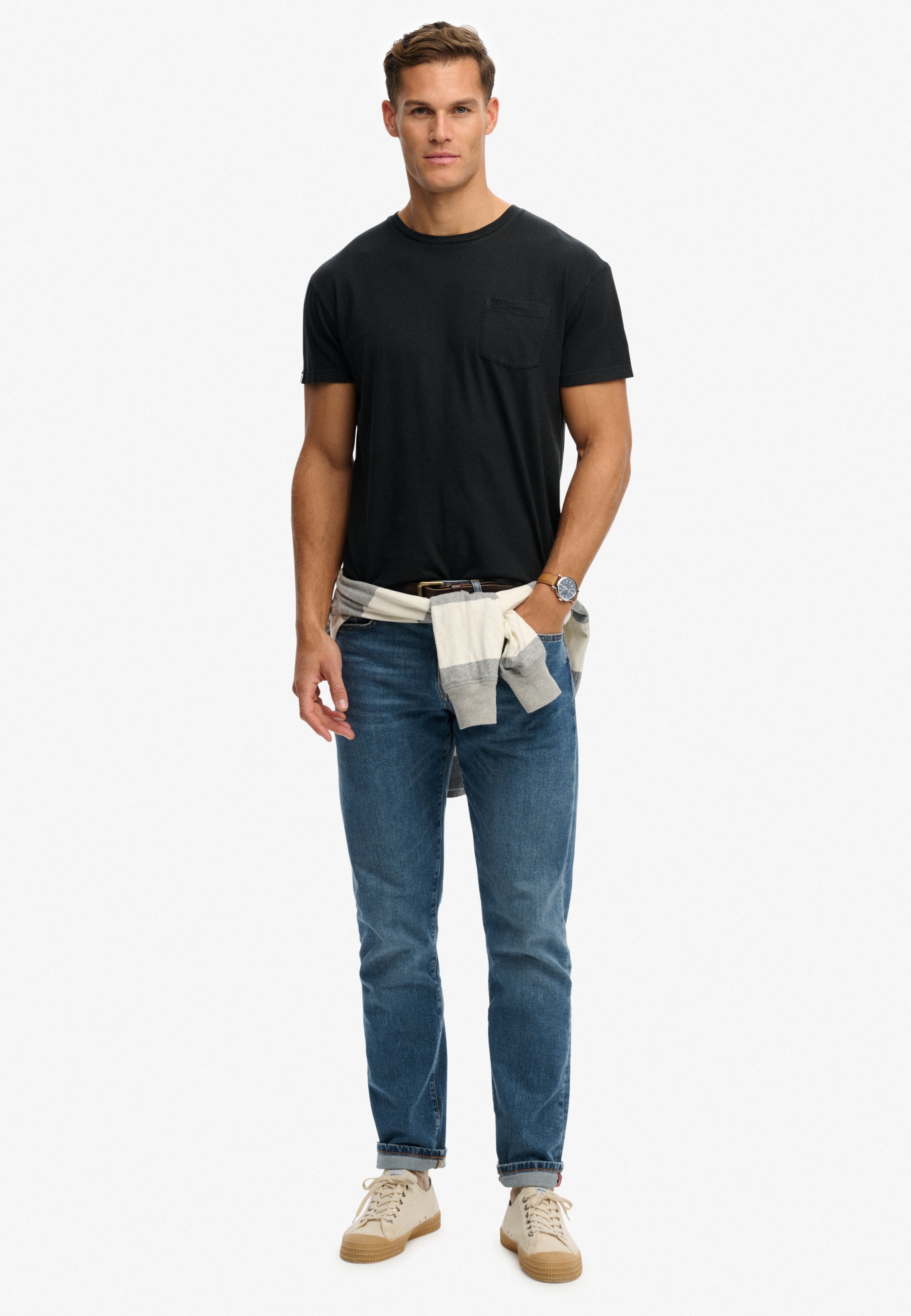 Classic Cotton Linen Pocket T-Shirt