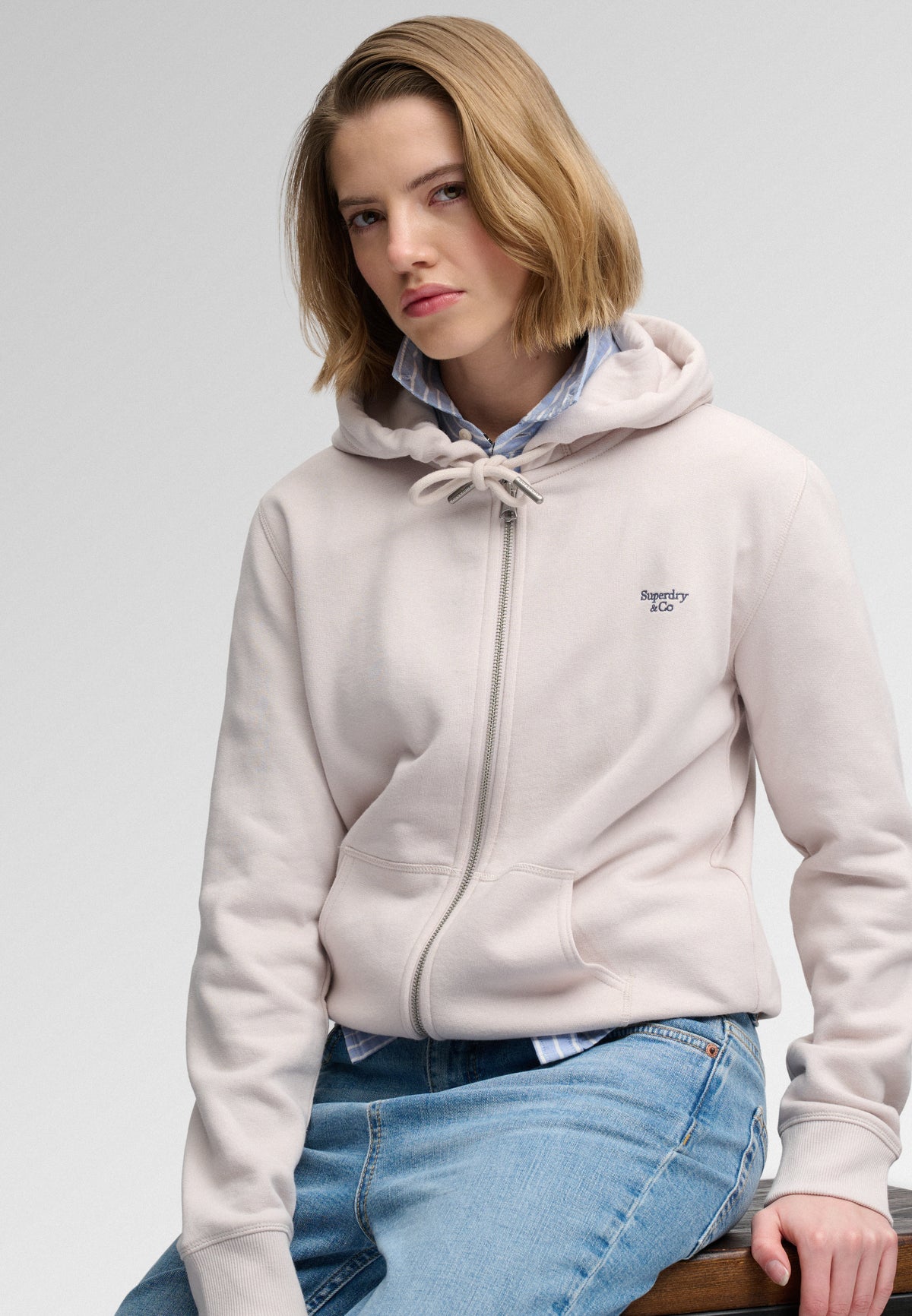 Signature Embroidered Zip Hoodie