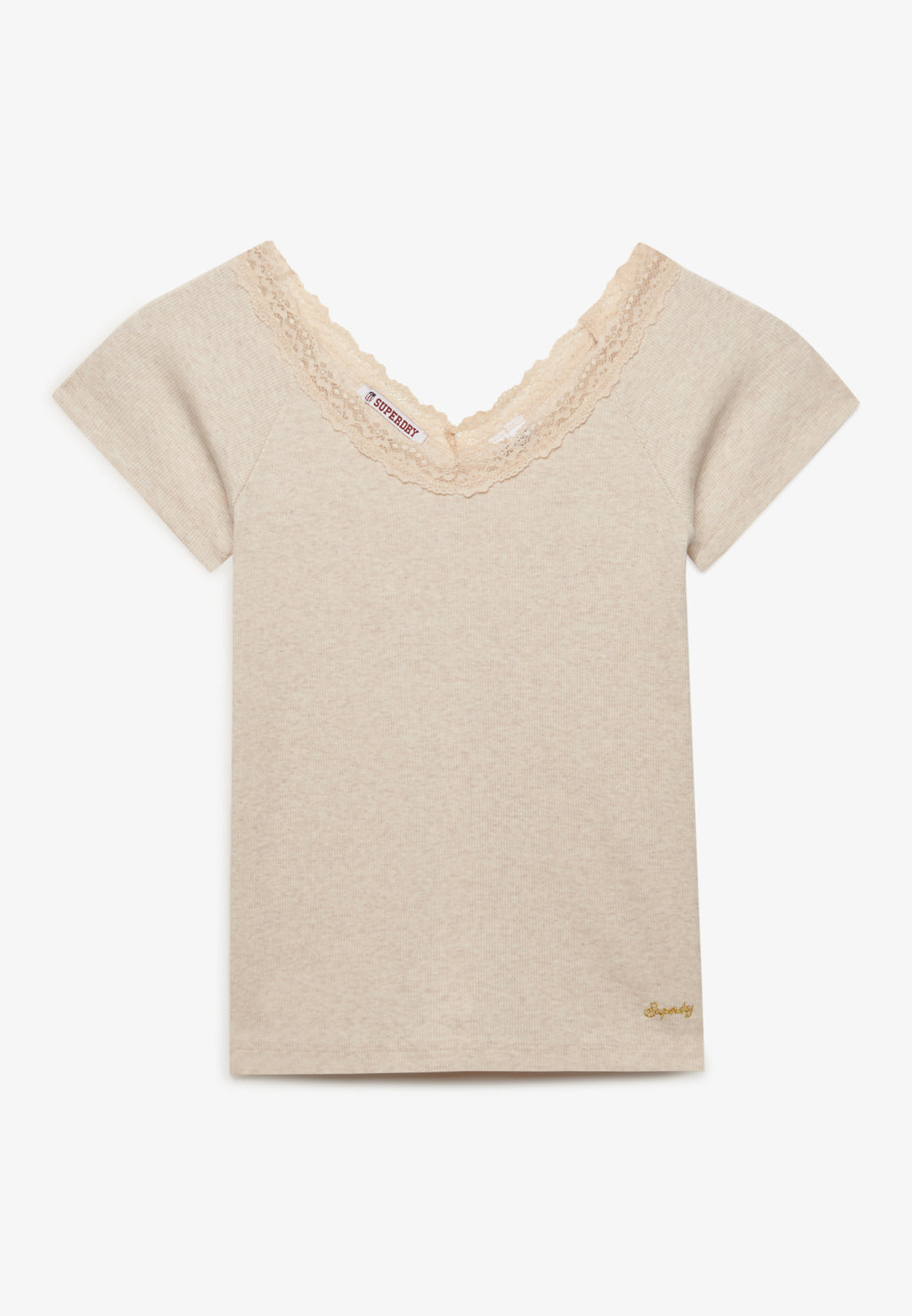Athletic Essential Lace Trim V-Neck T-Shirt