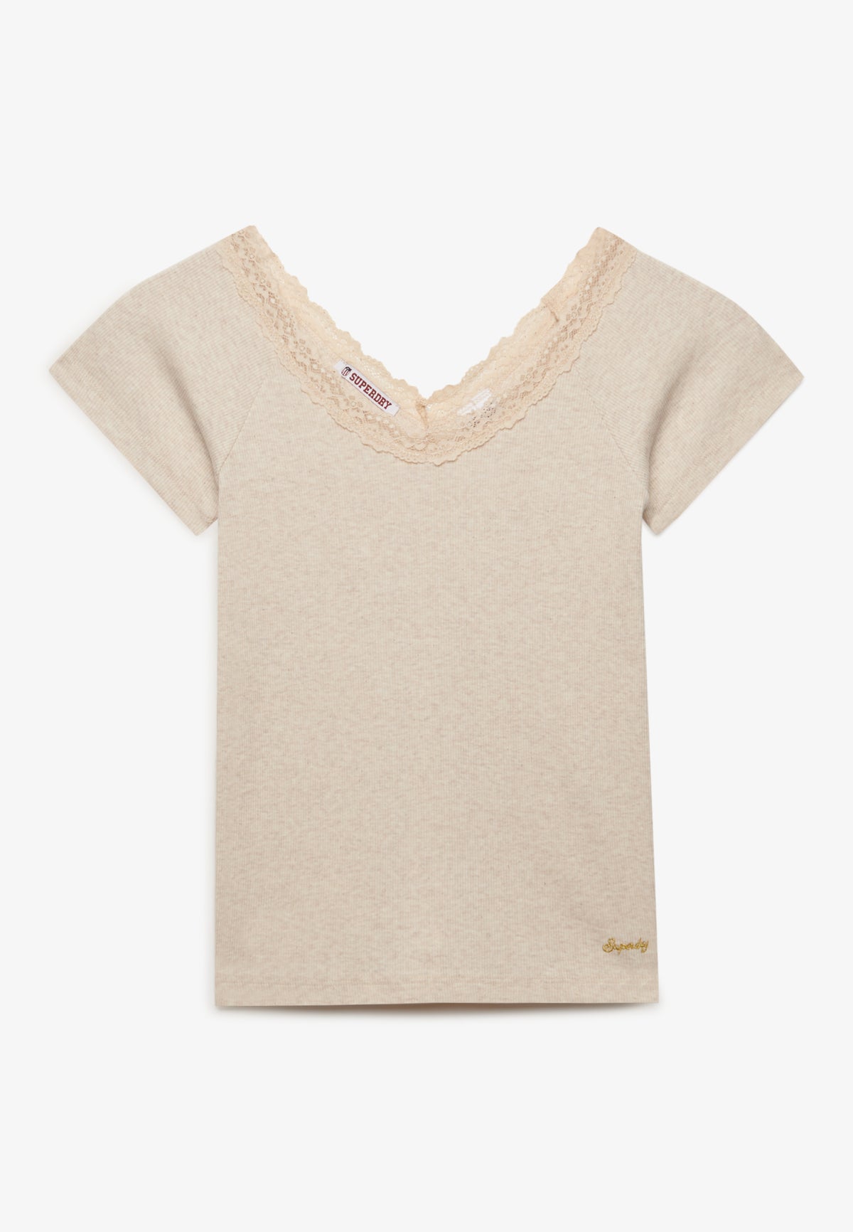Athletic Essential Lace Trim V-Neck T-Shirt