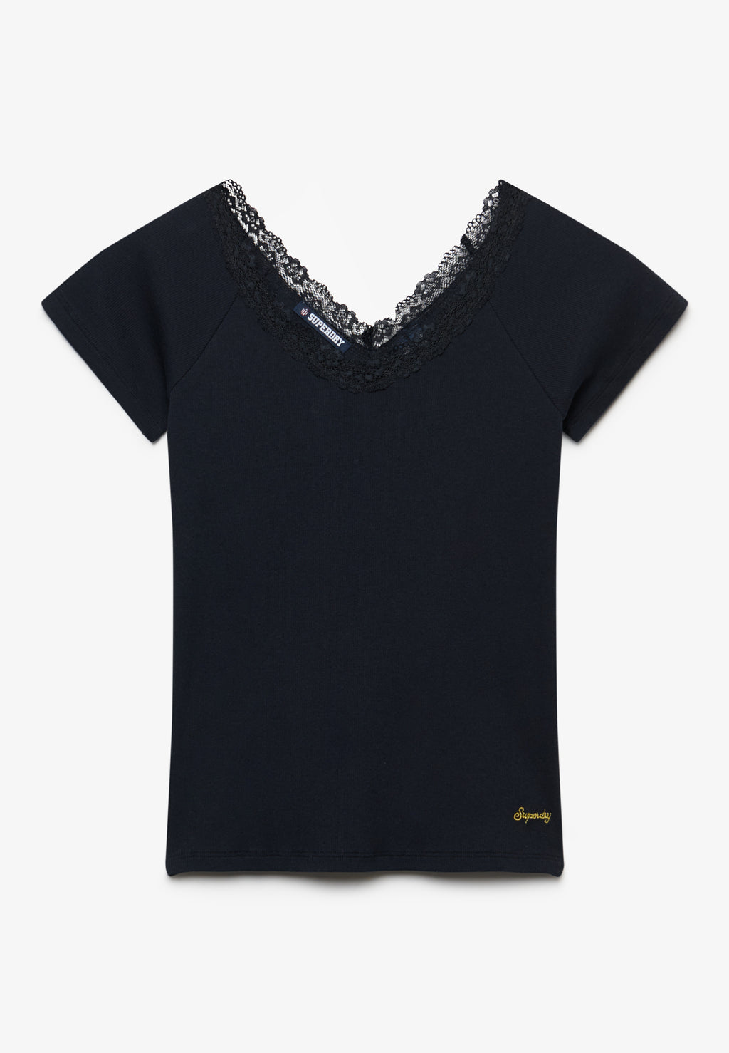 Athletic Essential Lace Trim V-Neck T-Shirt