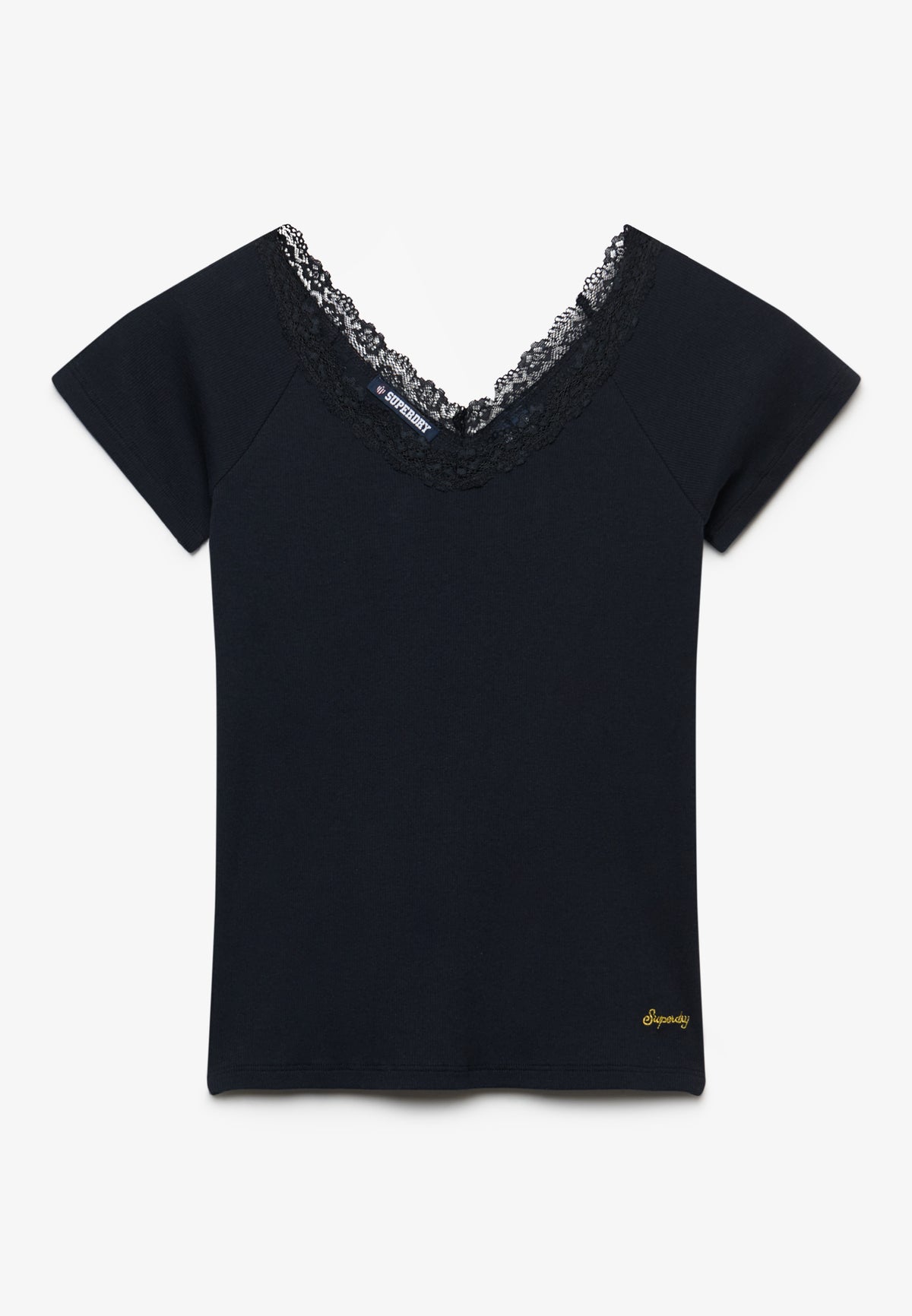 Athletic Essential Lace Trim V-Neck T-Shirt