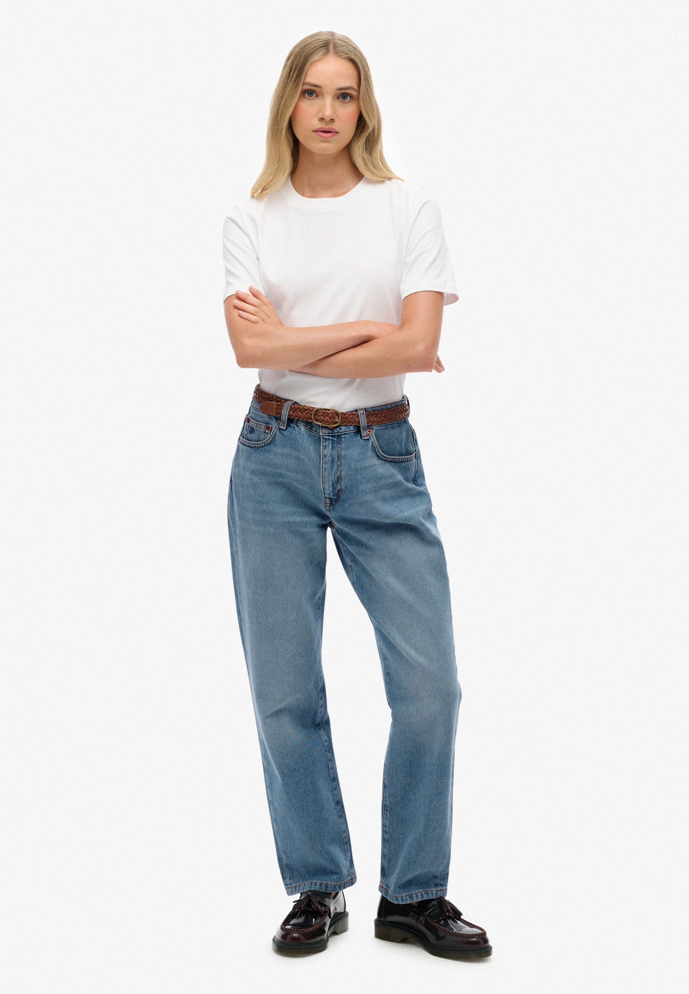 Organic Cotton Mid Rise Straight Jeans