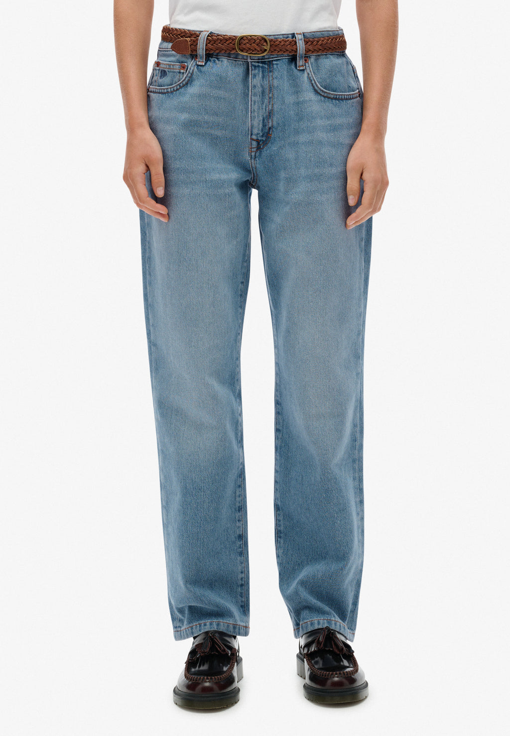 Organic Cotton Mid Rise Straight Jeans