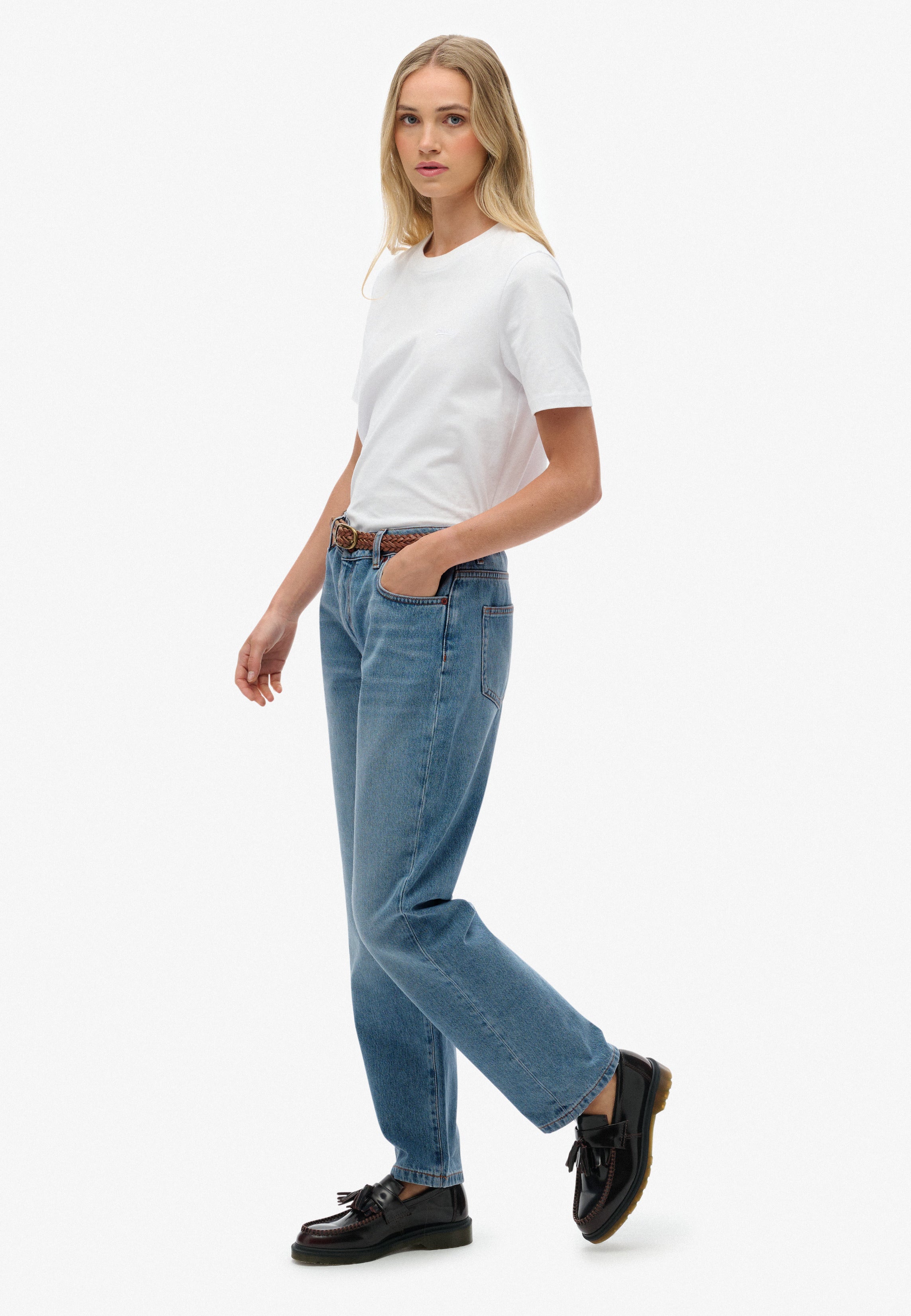 Organic Cotton Mid Rise Straight Jeans