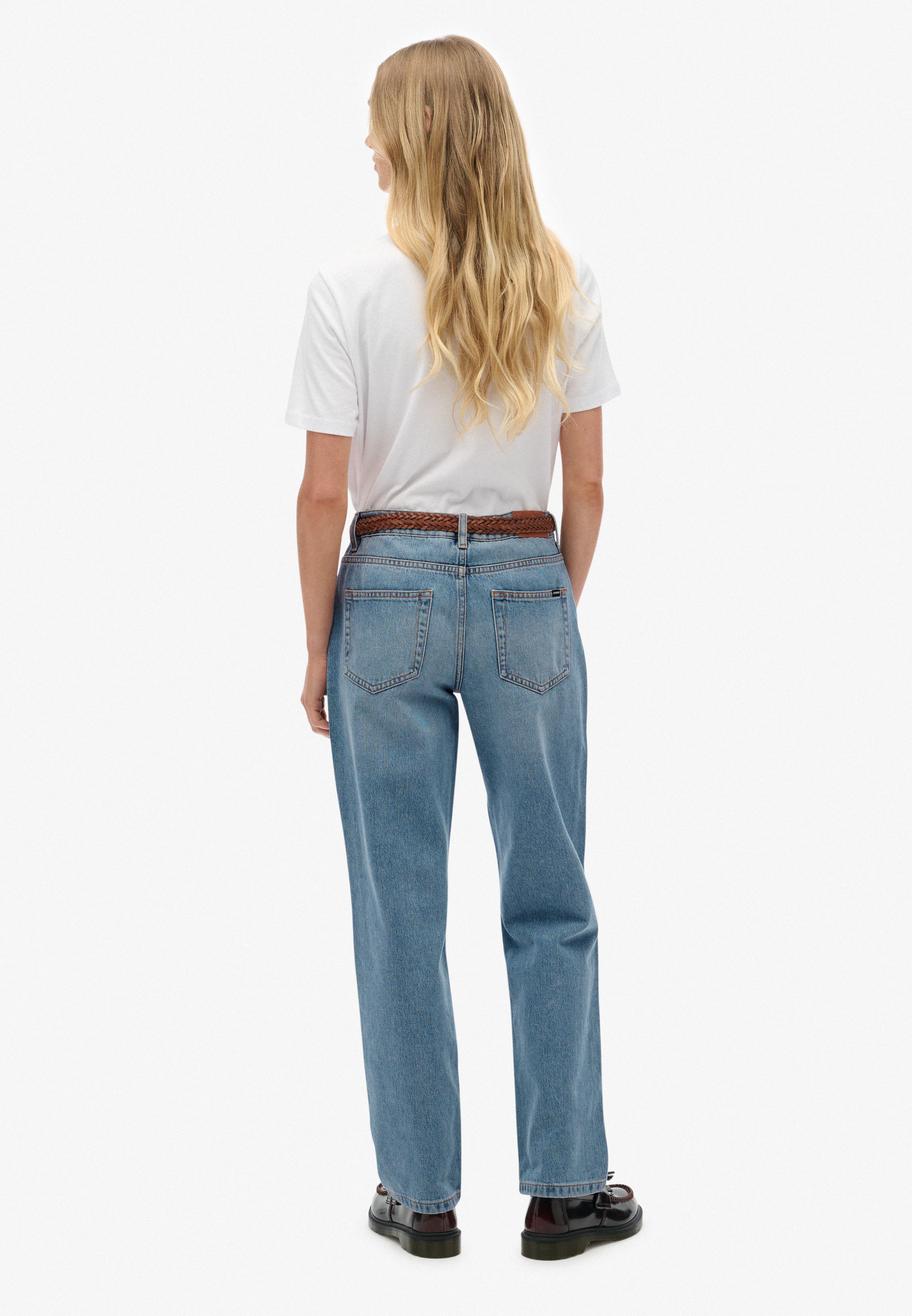 Organic Cotton Mid Rise Straight Jeans