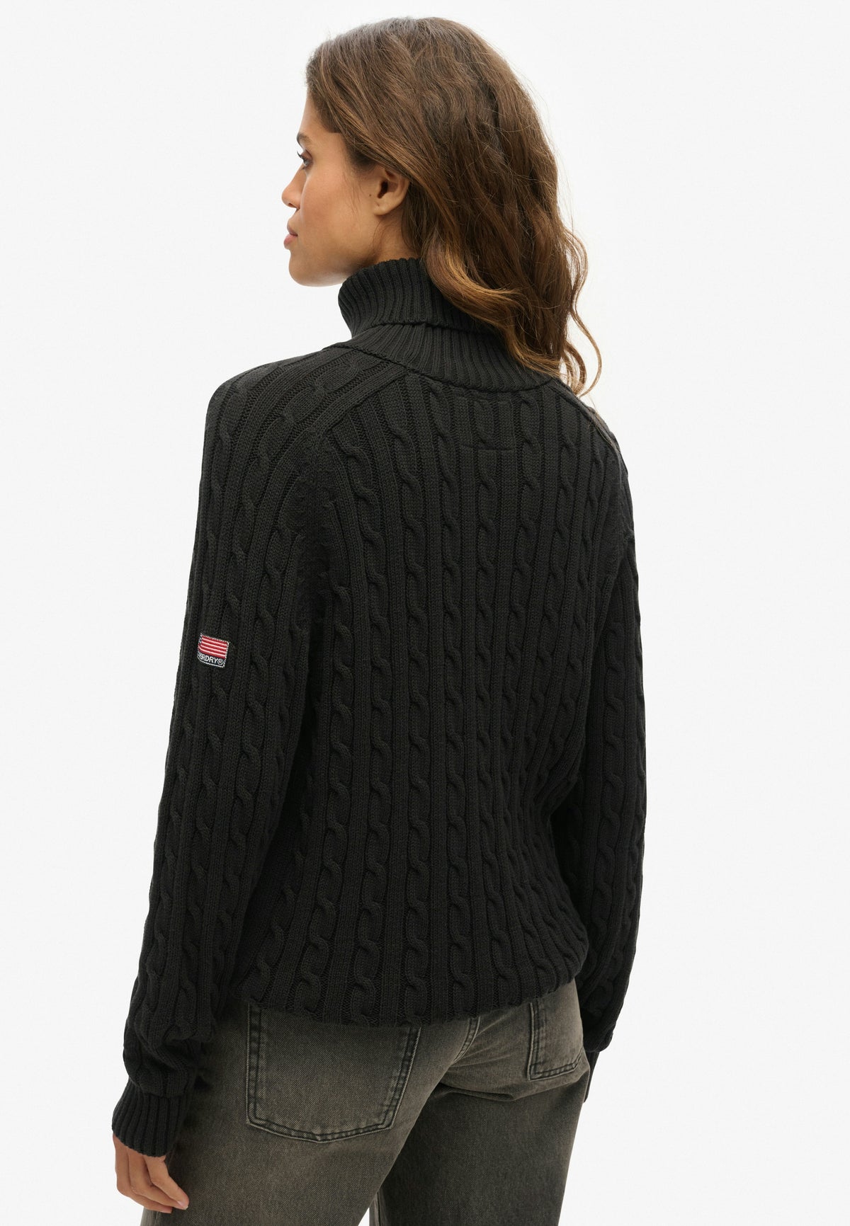 Slouchy Cable Roll Neck Jumper