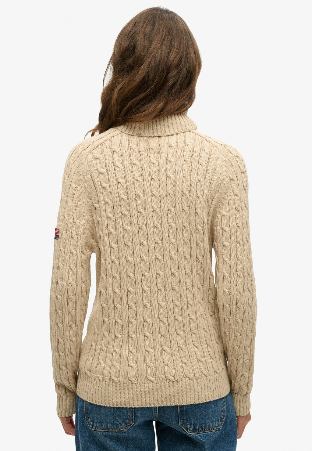 Slouchy Cable Roll Neck Jumper