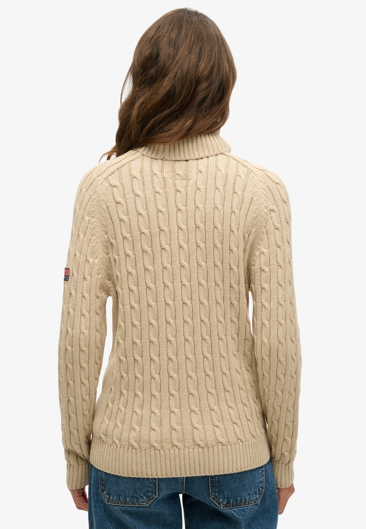 Slouchy Cable Roll Neck Jumper