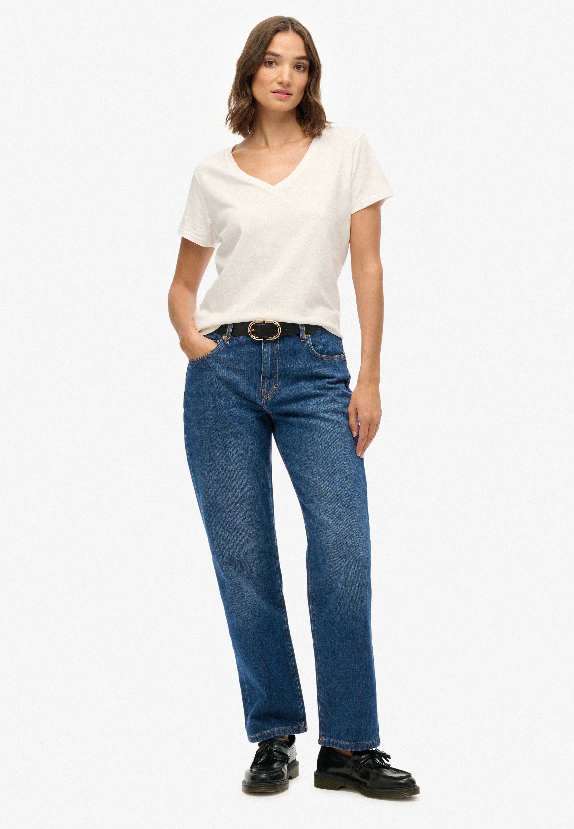 Organic Cotton Mid Rise Straight Jeans