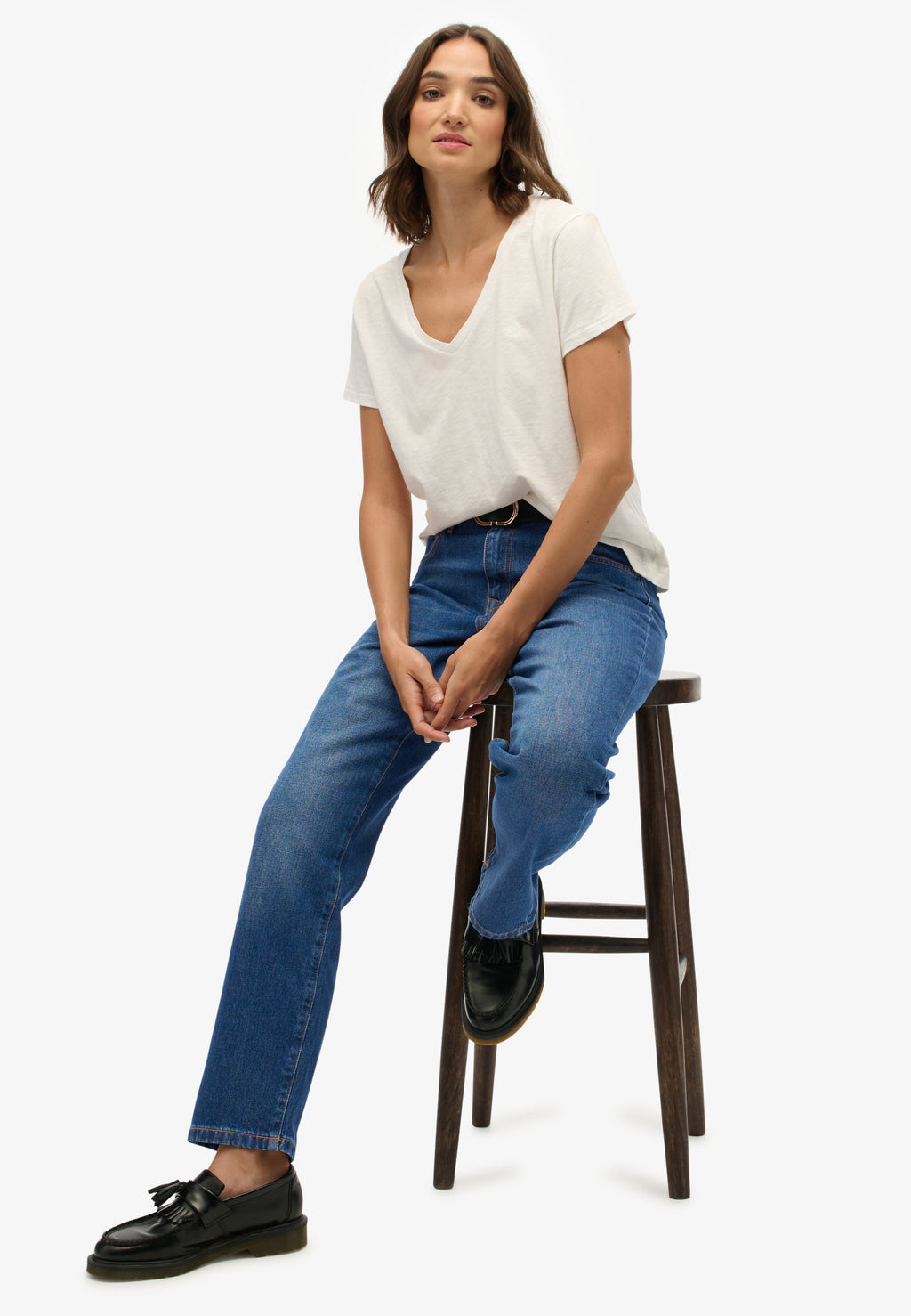 Organic Cotton Mid Rise Straight Jeans