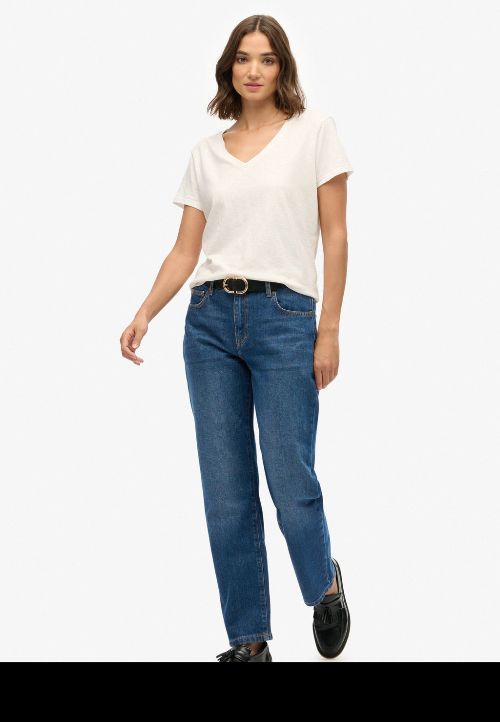 Organic Cotton Mid Rise Straight Jeans