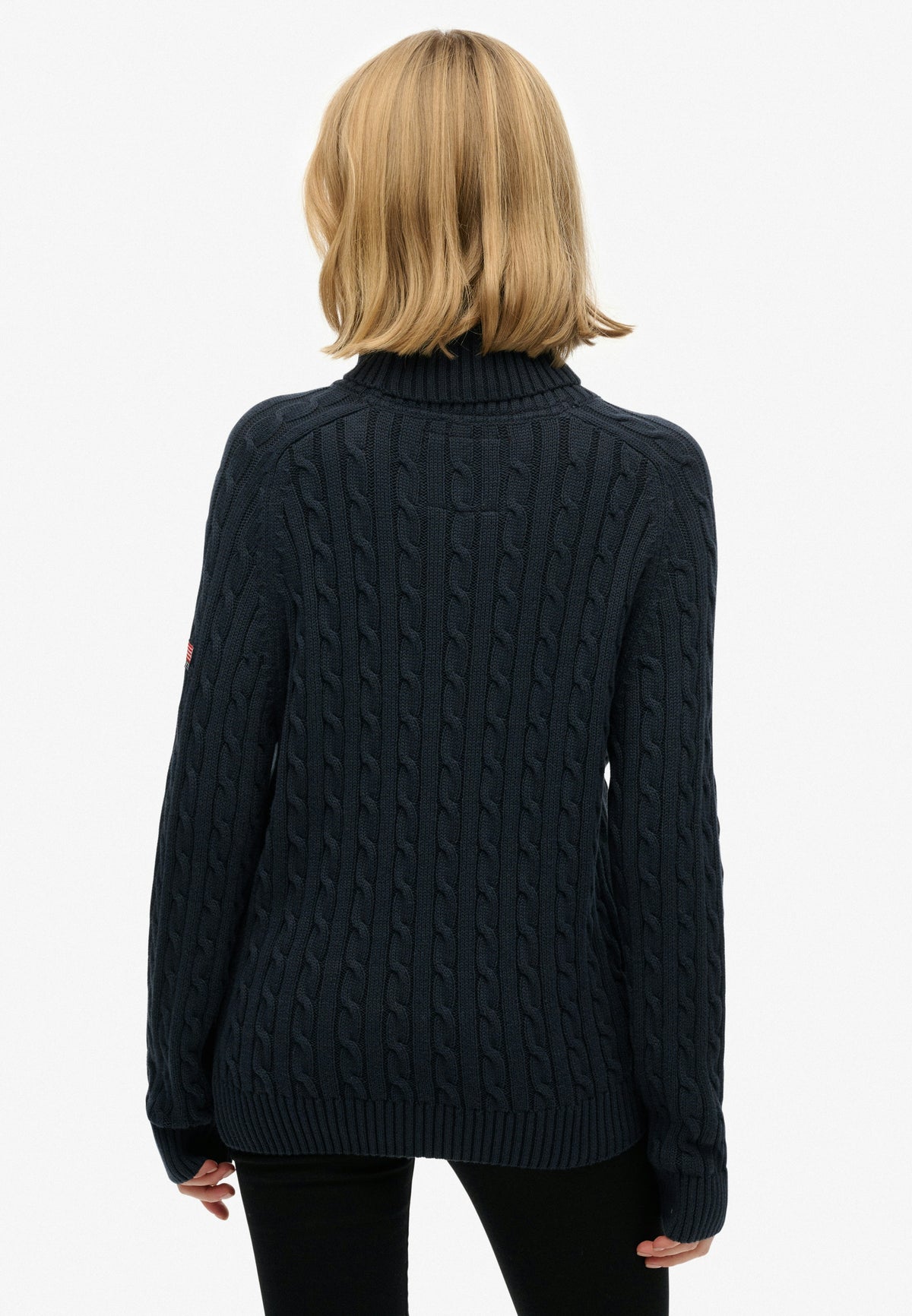 Slouchy Cable Roll Neck Jumper
