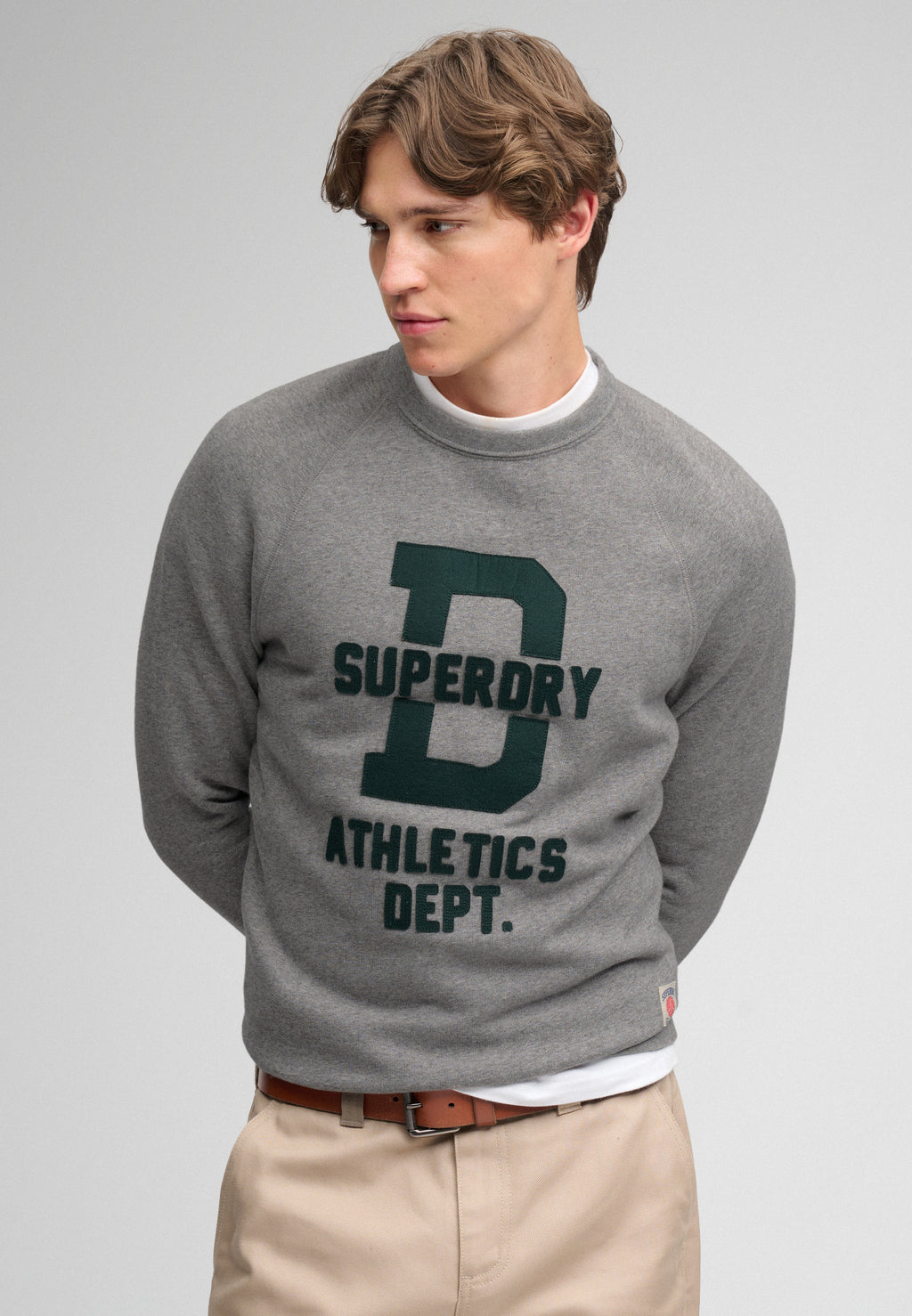 Athletic Felt Applique Crew Neck Sweatshirt