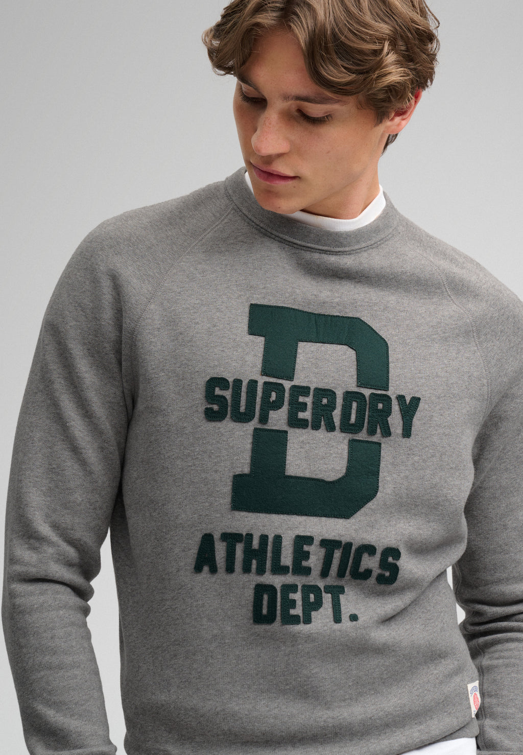 Athletic Felt Applique Crew Neck Sweatshirt