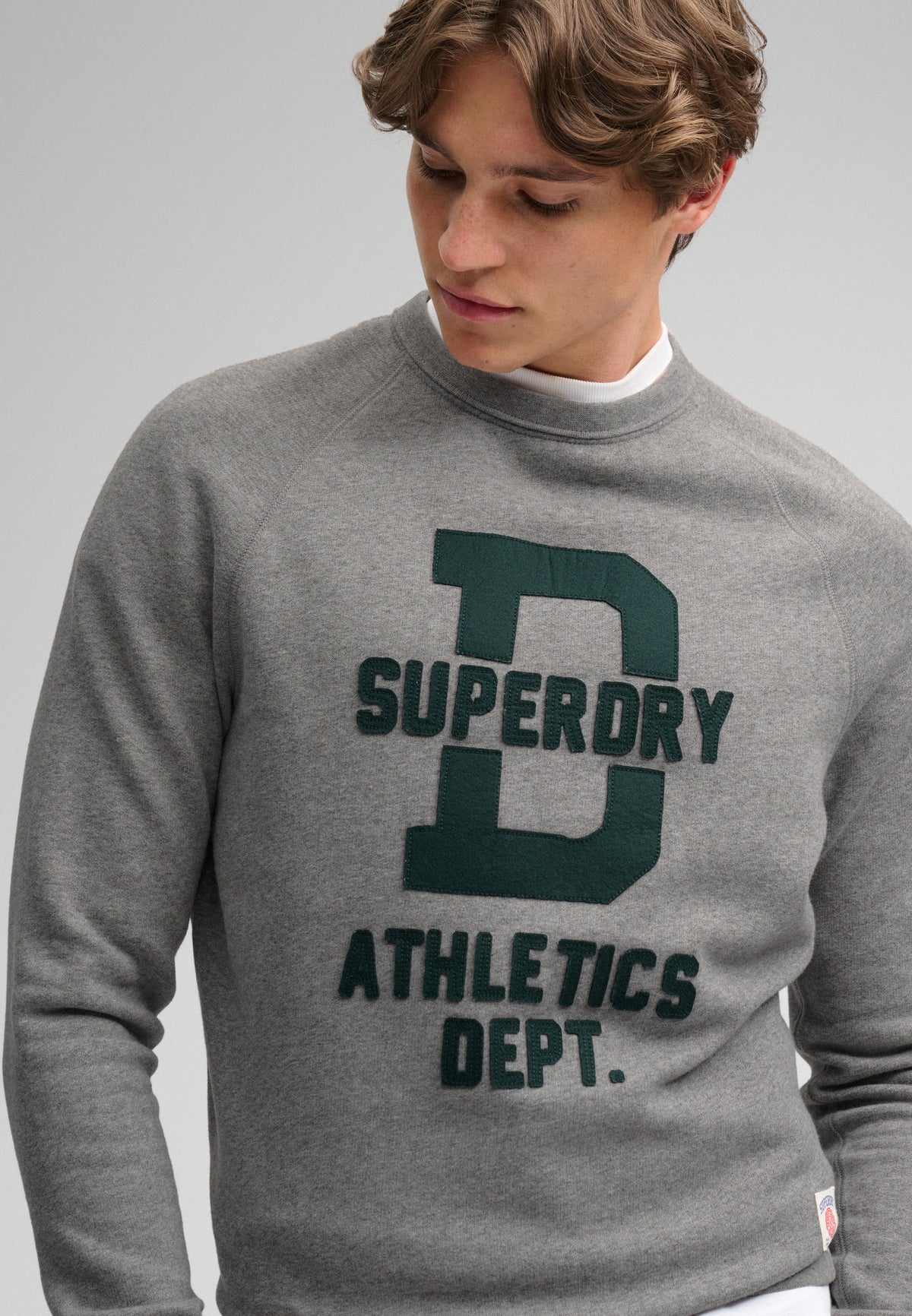 Athletic Felt Applique Crew Neck Sweatshirt