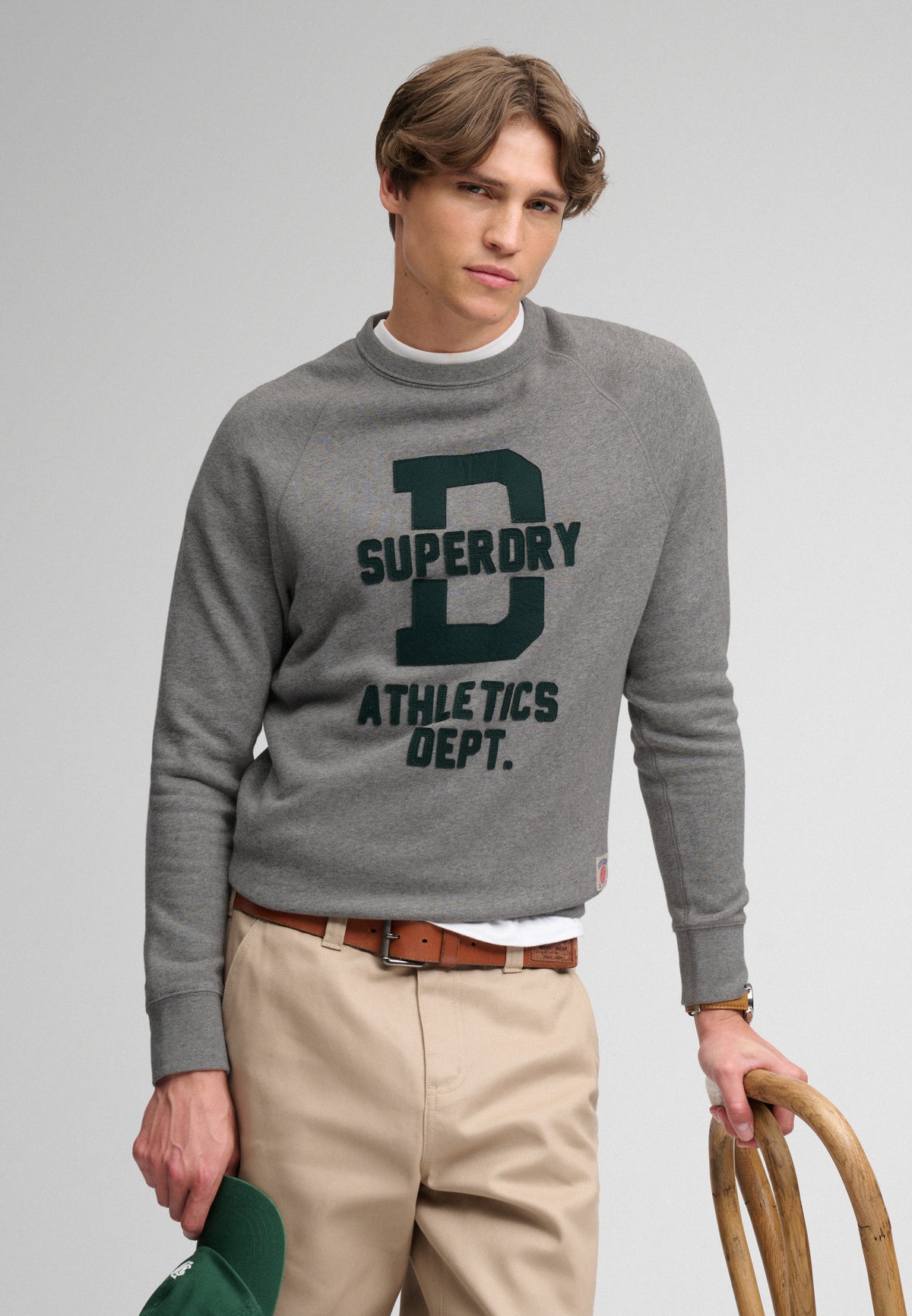 Athletic Felt Applique Crew Neck Sweatshirt