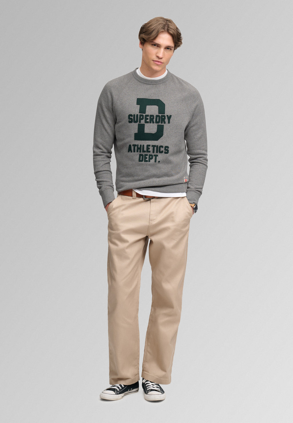 Athletic Felt Applique Crew Neck Sweatshirt