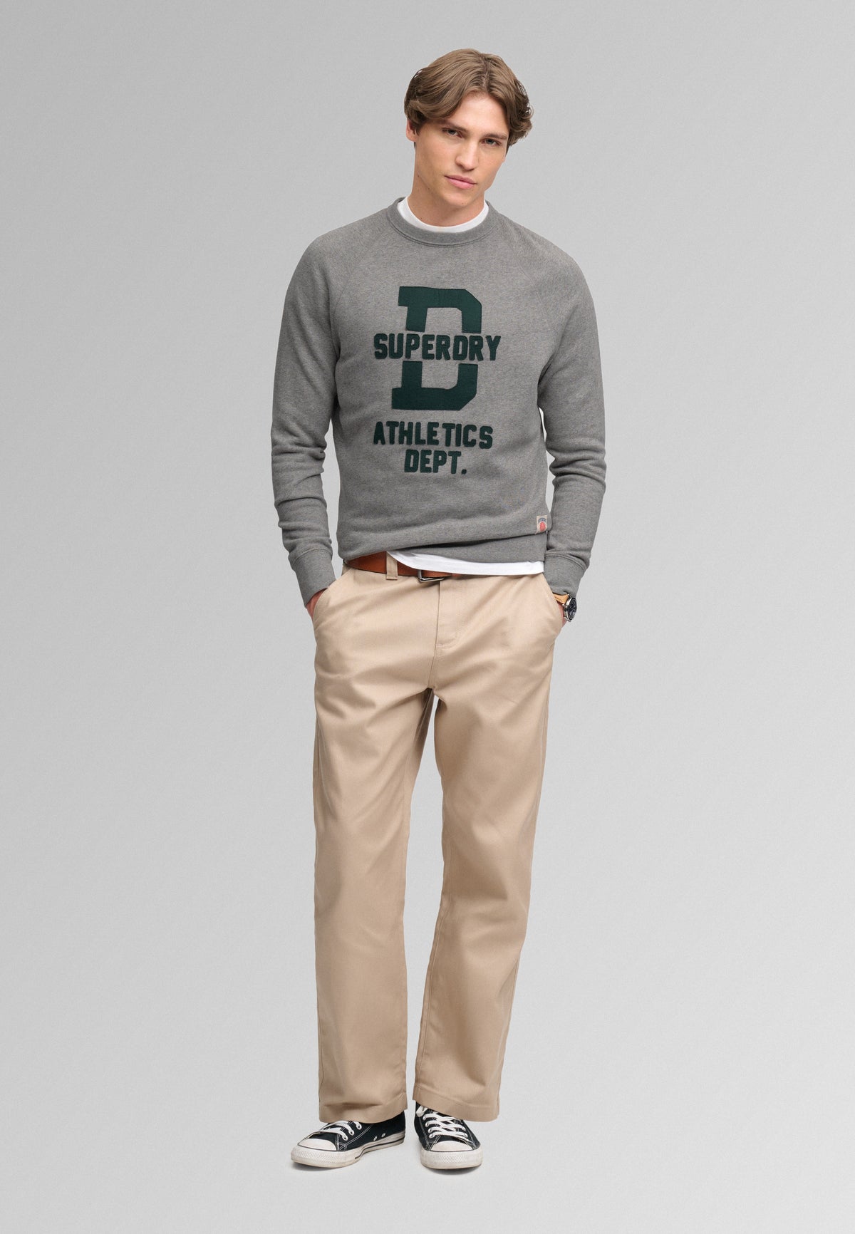 Athletic Felt Applique Crew Neck Sweatshirt