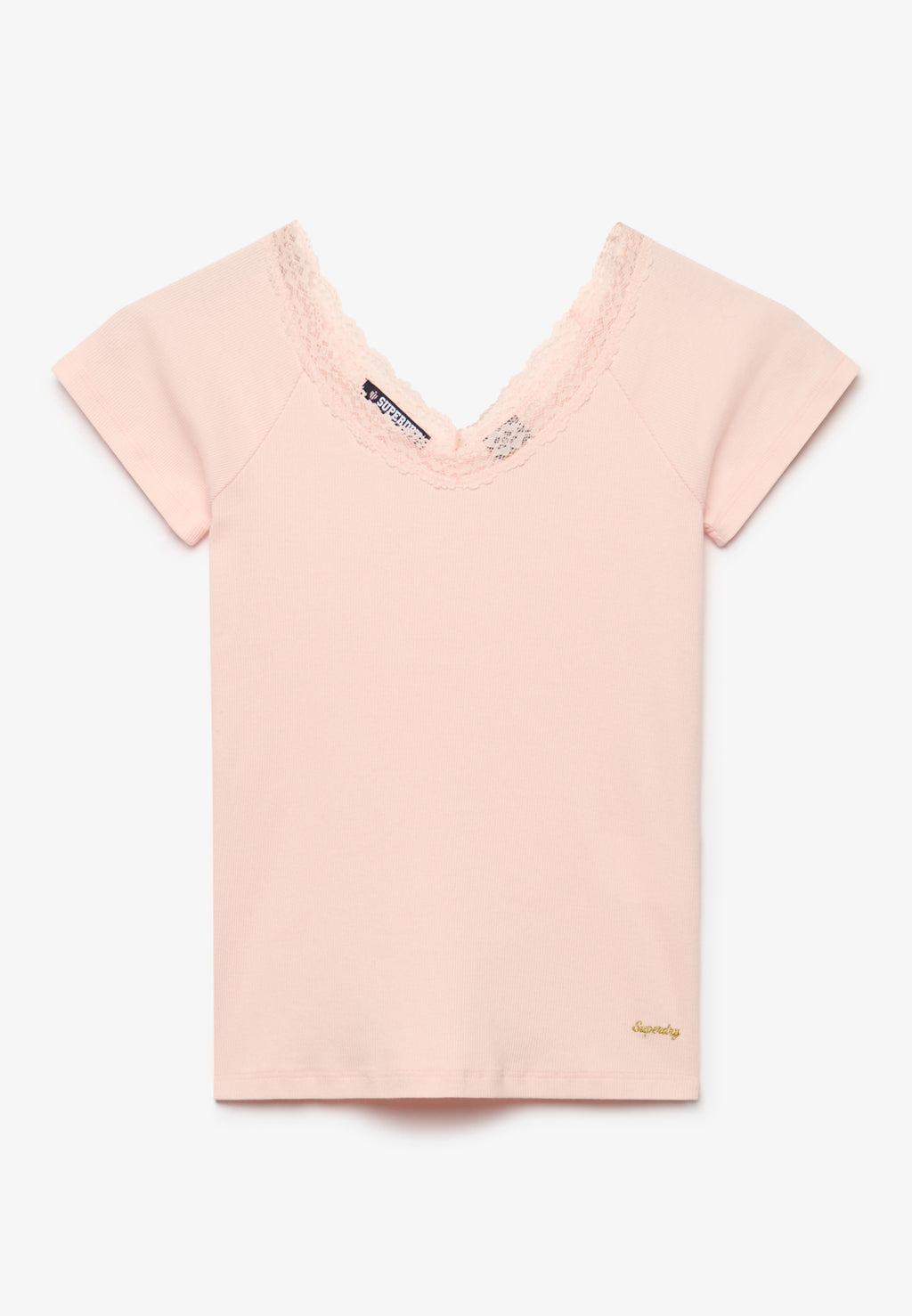 Athletic Essential Lace Trim V-Neck T-Shirt