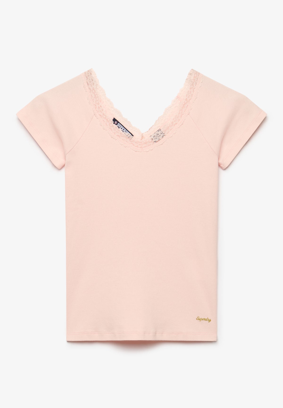Athletic Essential Lace Trim V-Neck T-Shirt