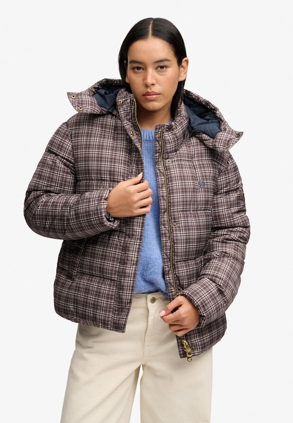 Premium Printed Check Puffer Jacket
