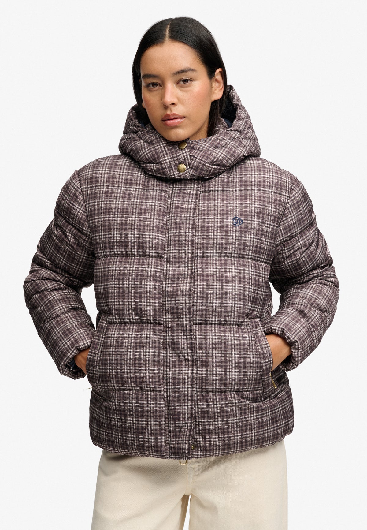 Premium Printed Check Puffer Jacket