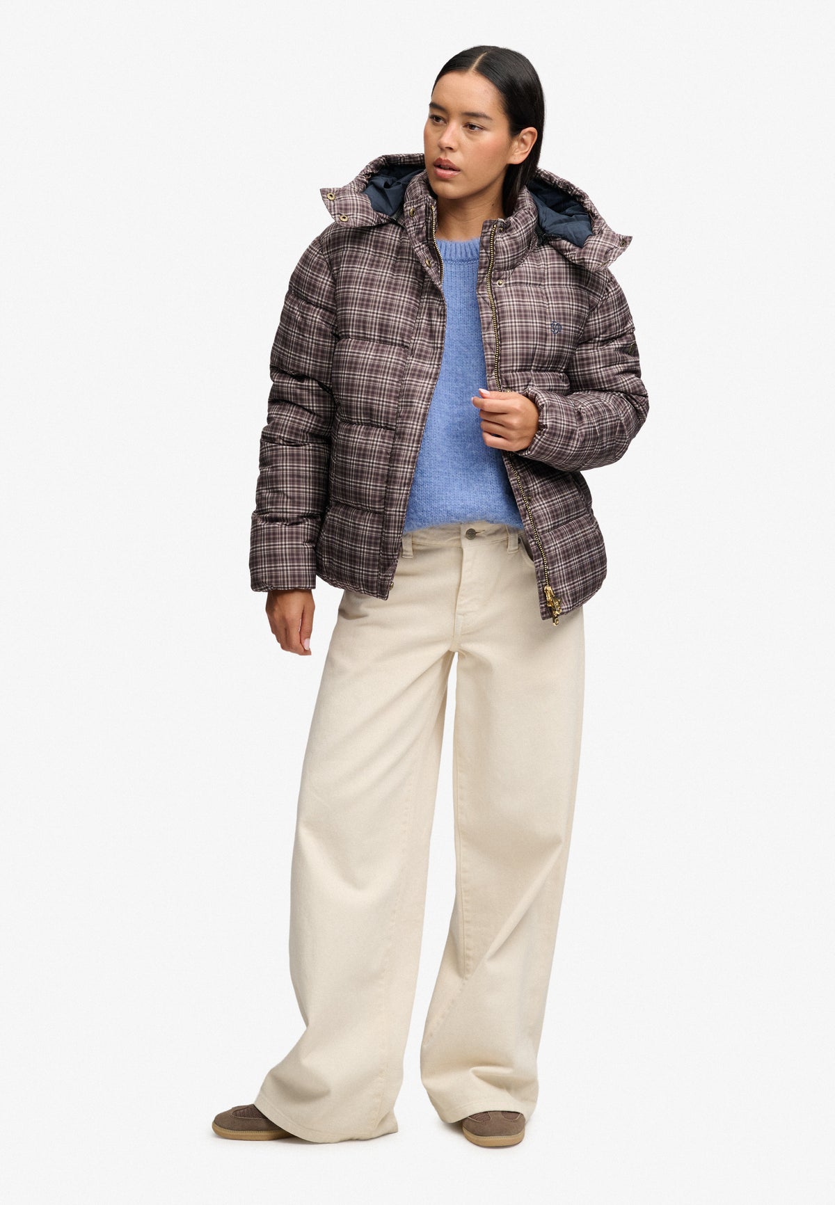 Premium Printed Check Puffer Jacket
