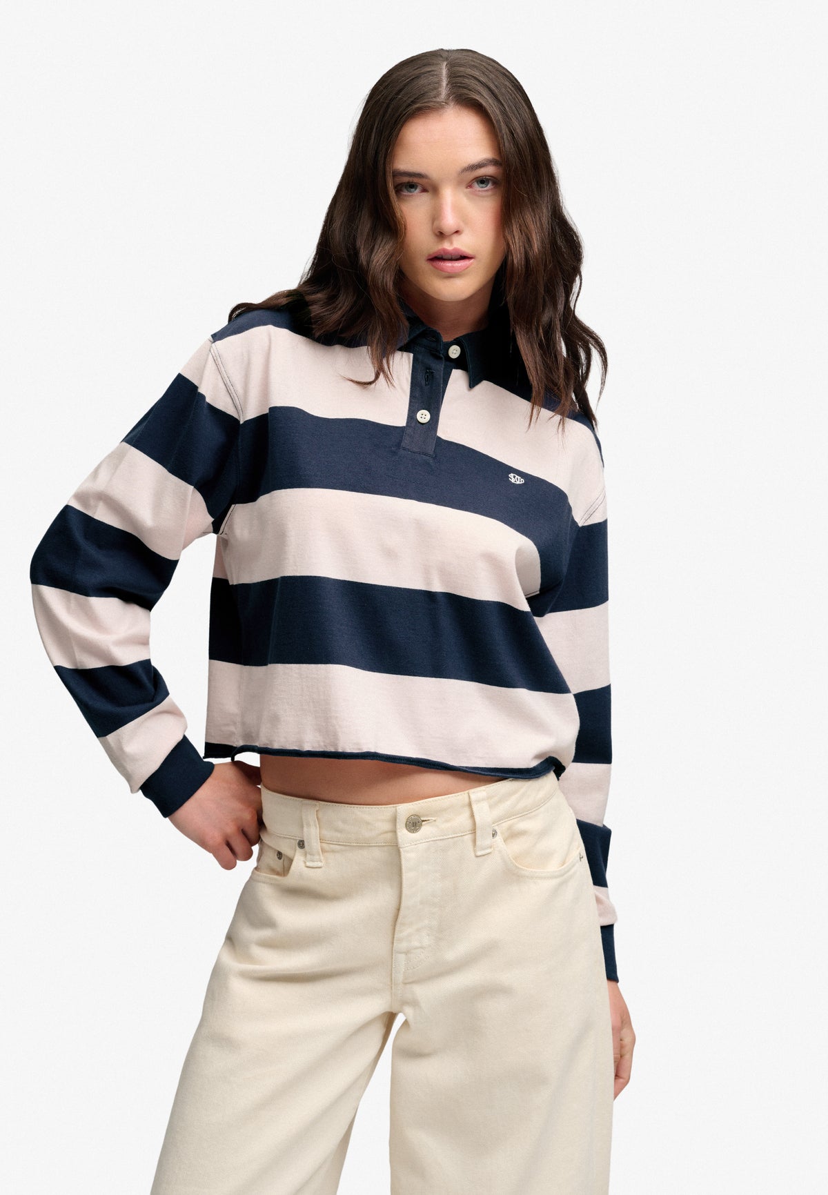Athletic Essential Cropped Stripe Rugby Top
