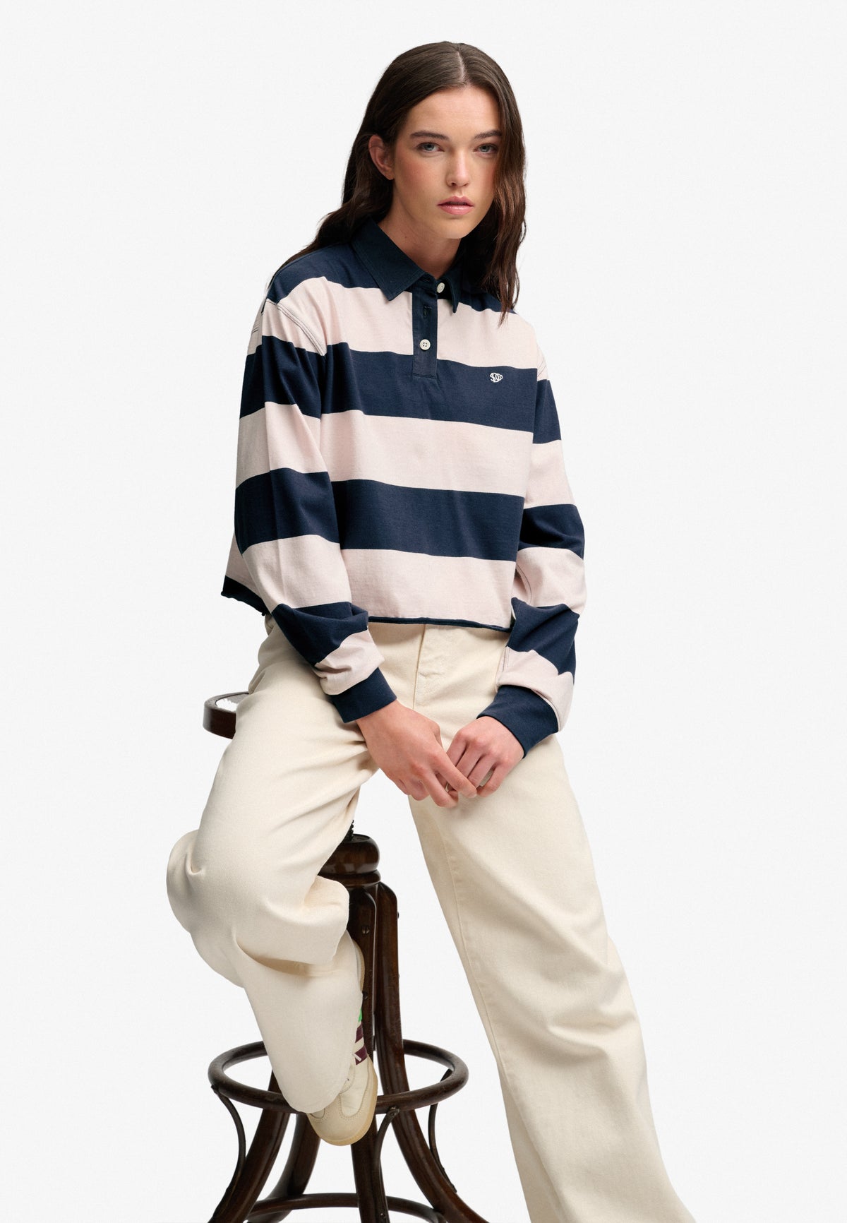 Athletic Essential Cropped Stripe Rugby Top