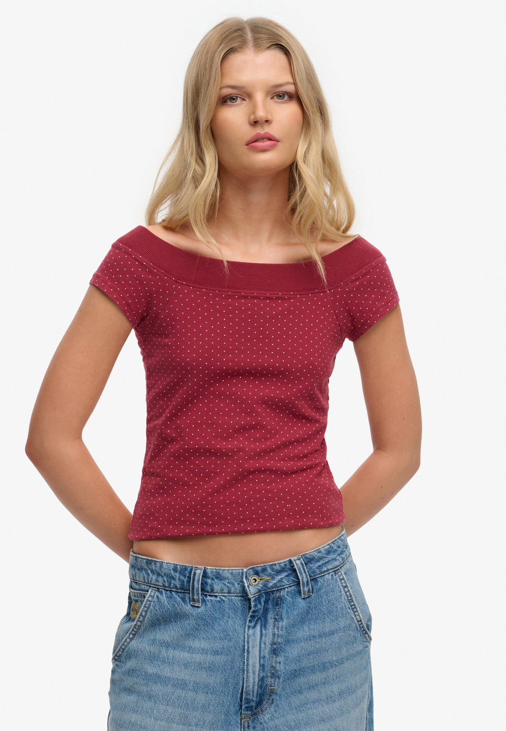 Athletic Off Shoulder Pattern Top