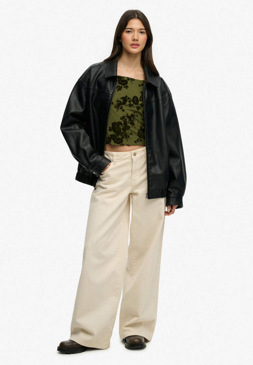 Collared Oversized Bomber Jacket
