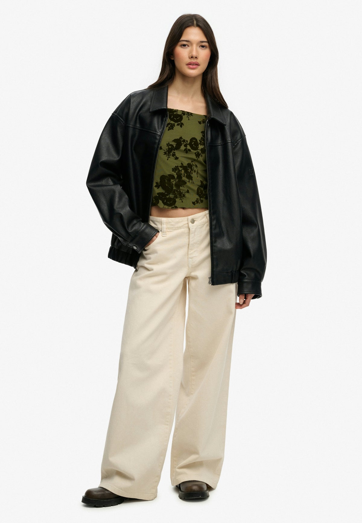 Collared Oversized Bomber Jacket