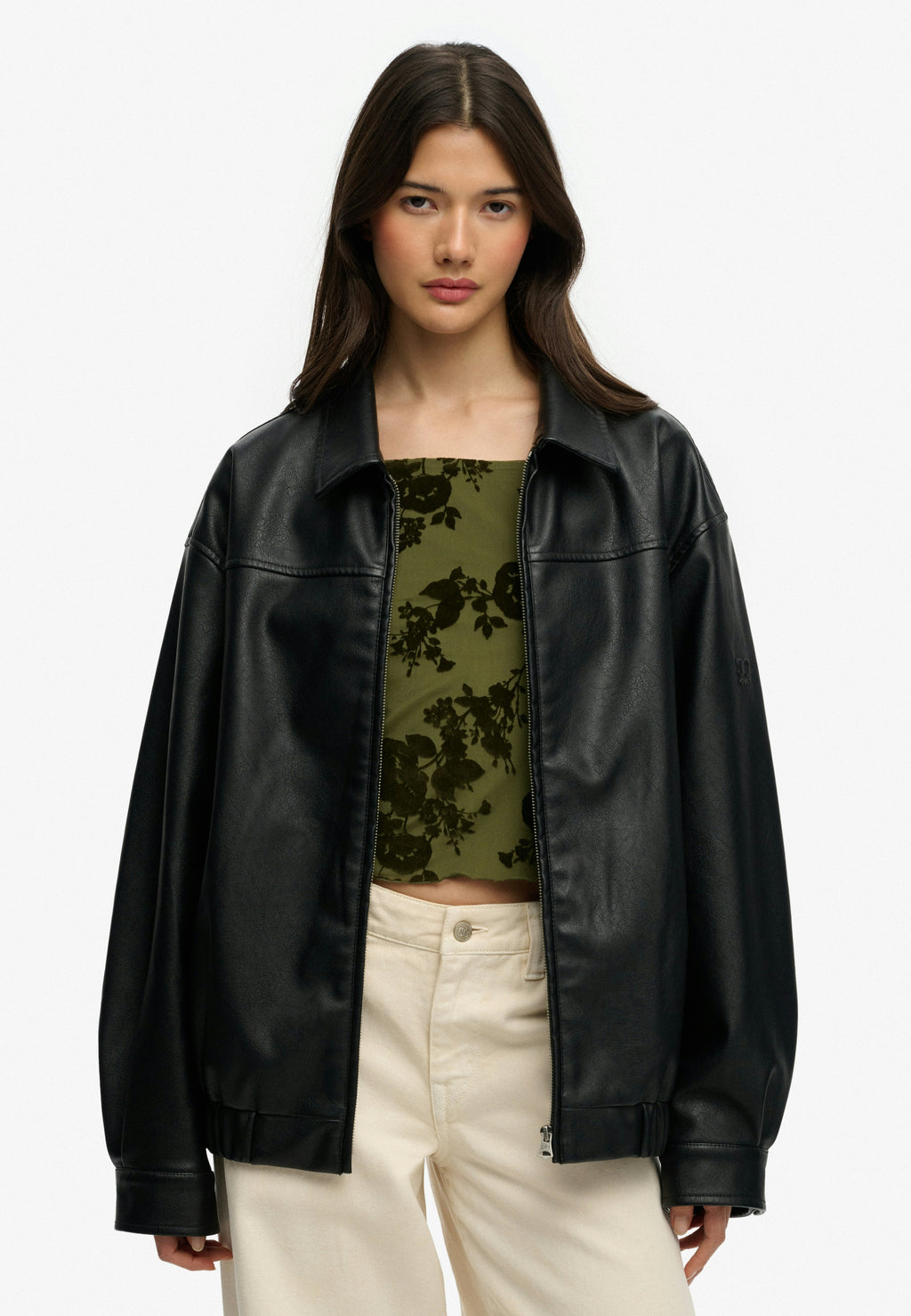Collared Oversized Bomber Jacket